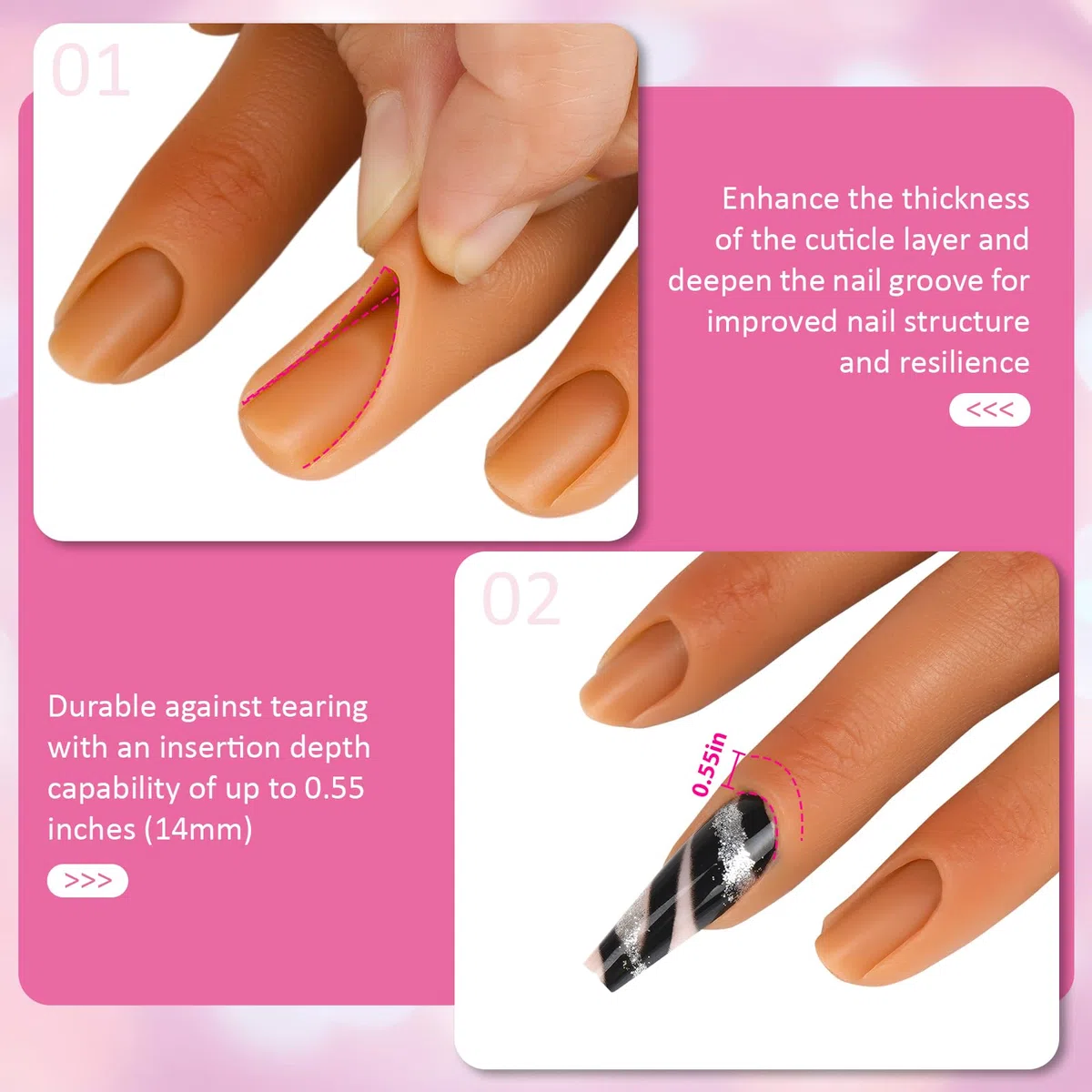 Main D'entrainement Manucure, Silicone main d entrainement pour ongle Avec Support Réglable, Main De Mannequin flexible dour débutants en nail art/artistes be salon de manucure (#1)
