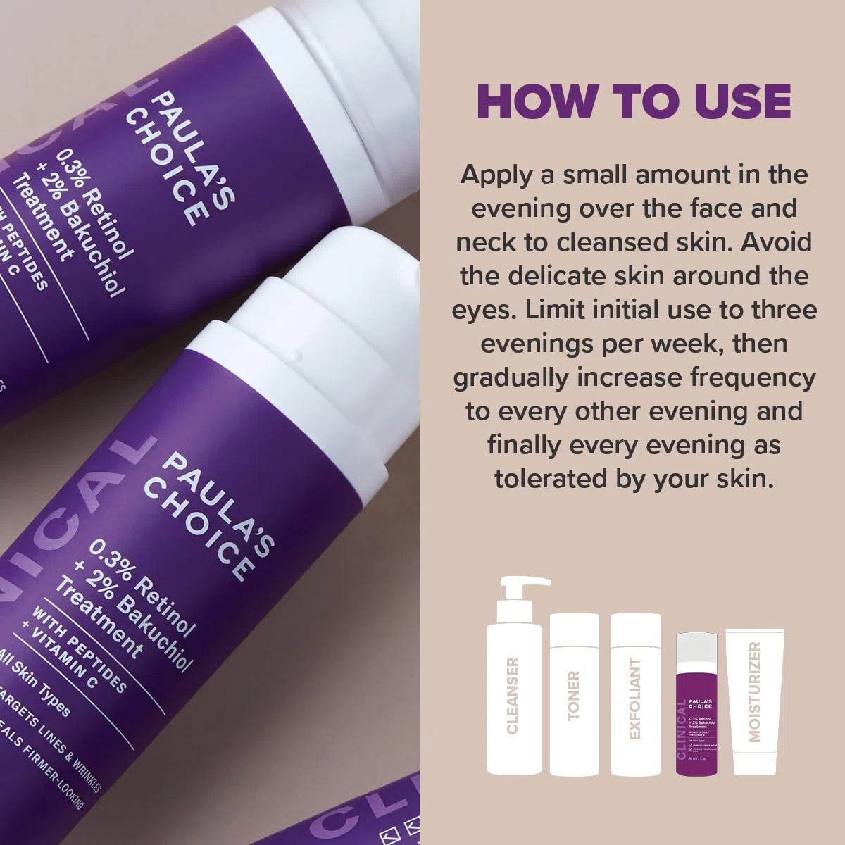 Paula's Choice CLINICAL 0,3% Retinol & 2% Bakuchiol Traitement - Visage Sérum - Anti Âge - Réduire Rides & les Taches Brunes - avec Peptides & Vitamine C - Tous Types de Peaux - 30 ml