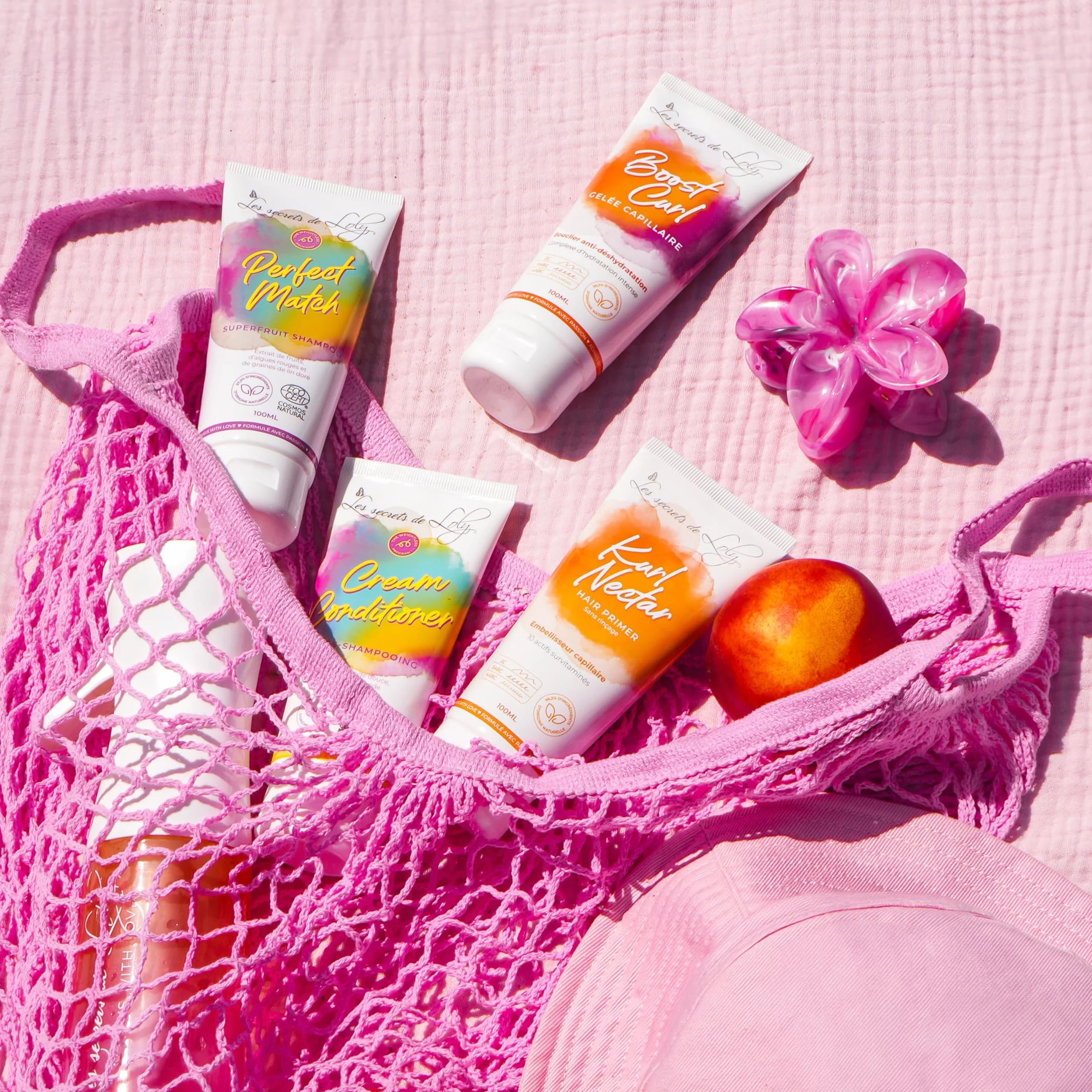 Les Secrets de Loly Trousse de Voyage Cheveux Bouclés 4 Soins 100ml Shampooing Après-Shampooing Leave-in Gelée