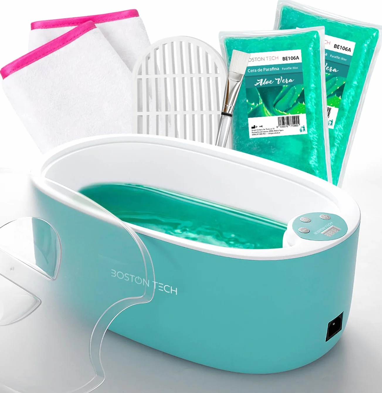 Bain de Paraffine pour les Mains et les Pieds de Boston Tech® | Soulagement des Douleurs Musculaires et Arthrite | Hydrate, Adoucit et Revitalise la Peau | Capacité 5L + 2 Blocs de Cire + Accessoires