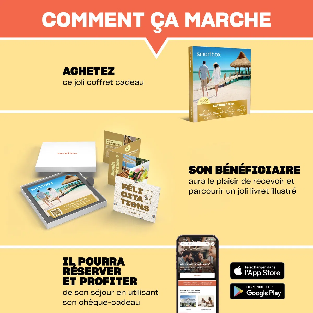 SMARTBOX Coffret Cadeau Couple 15000 Expériences Romantiques Gourmandes Bien-être Aventure