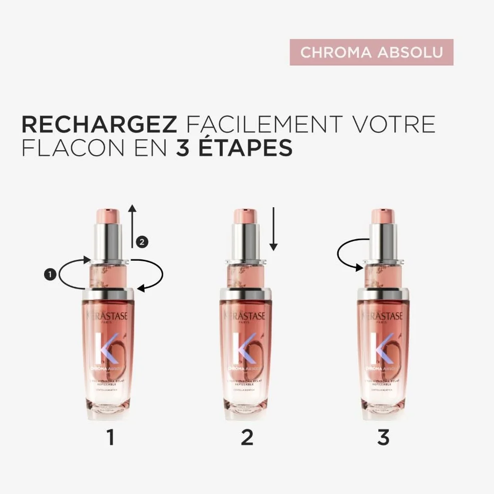KÉRASTASE Chroma Absolu L'Huile Chroma Éclat Rechargeable Huile Capillaire Brillance Multi-Usage Soin Thermo-Protecteur Sans Rinçage Cheveux Colorés