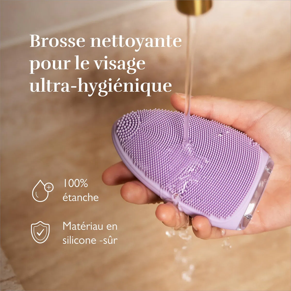 Silk'n Brosse nettoyante visage Bright Massage raffermissant Soins ultra-hygiéniques élimine impuretés résidus maquillage Lilas