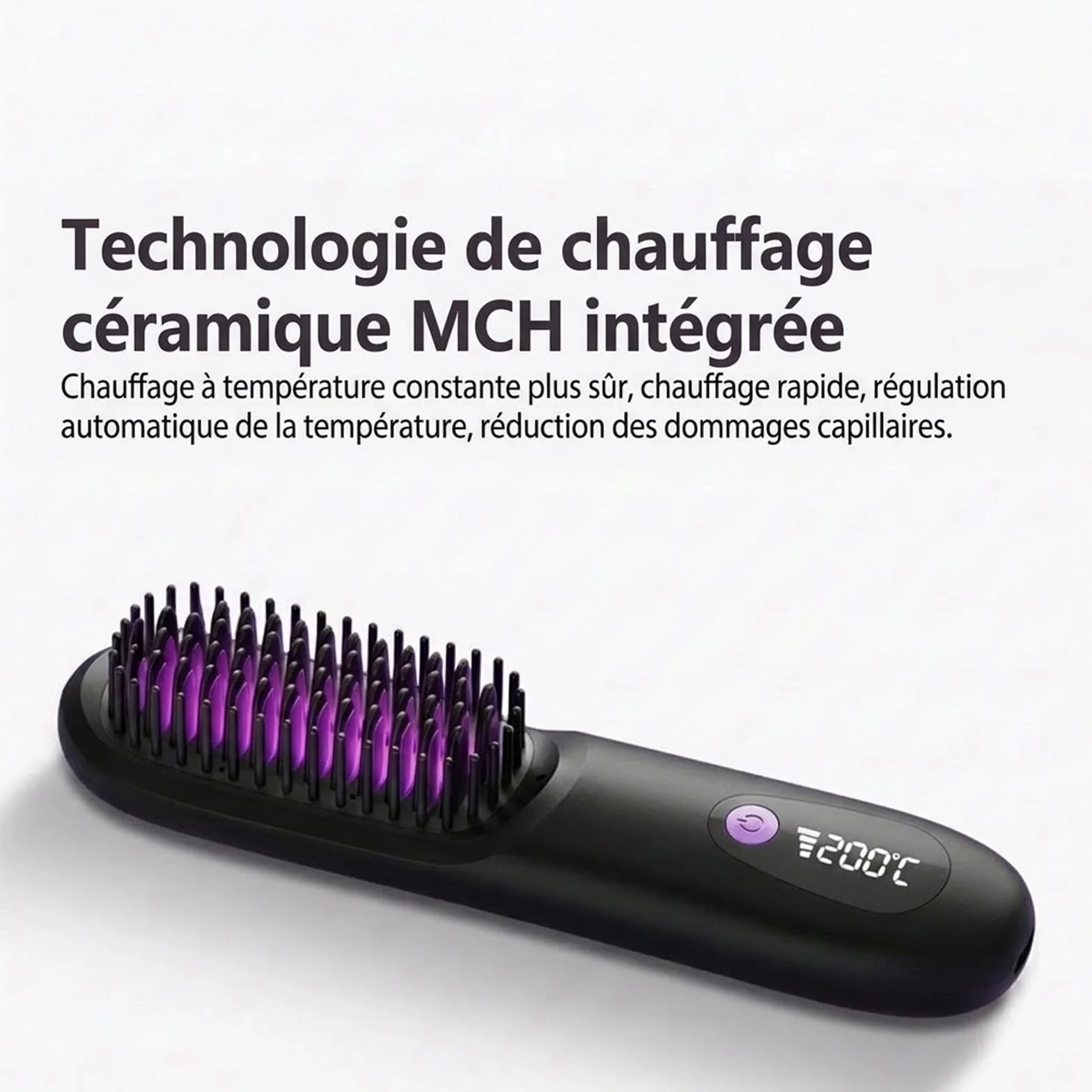 Cocoony Brosse Coiffante Cheveux Courts Volume Sans Fil Portable Noir