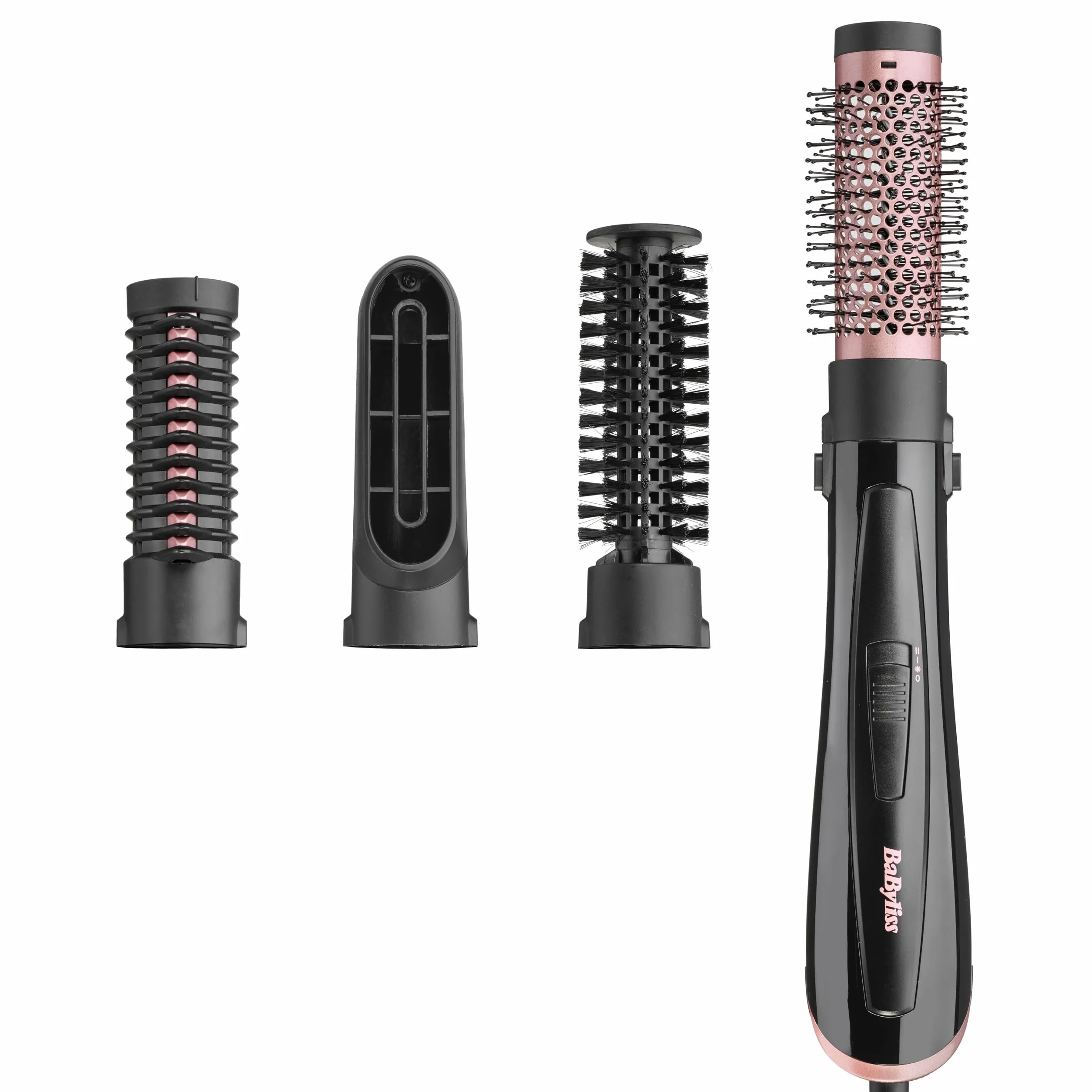 BaByliss Brosse soufflante Perfect Finish - 3 accessoires pour lisser, créer du volume et mettre en forme - 2 réglages de chaleur +Bouton Air Froid - Technologie ionique anti- frisottis - AS126E