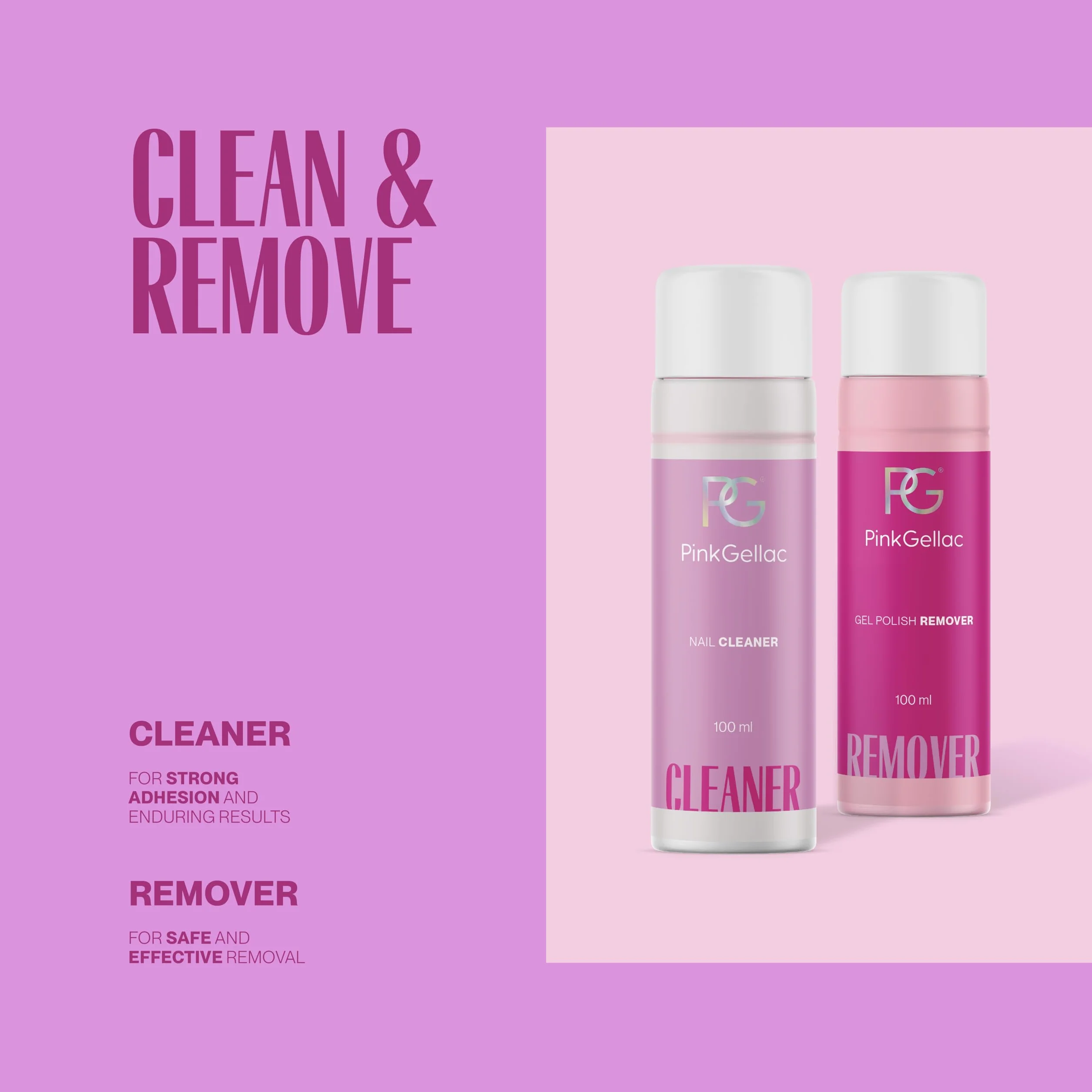 Pink Gellac Manucure Kit Semi Permanent avec Lampe UV LED Noir, 4x Teintes Roses 15 ml, Top & Base Coat Gel UV, Dissolvant et Cleaner
