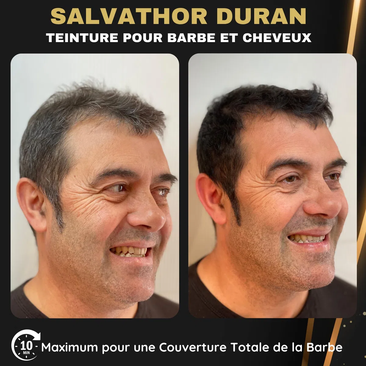 Shampoing Colorant - Teinture Barbe Homme - Teinture Barbe - Shampoing Colorant Noir - 40 Applications - Salvathor Duran - 500 ml