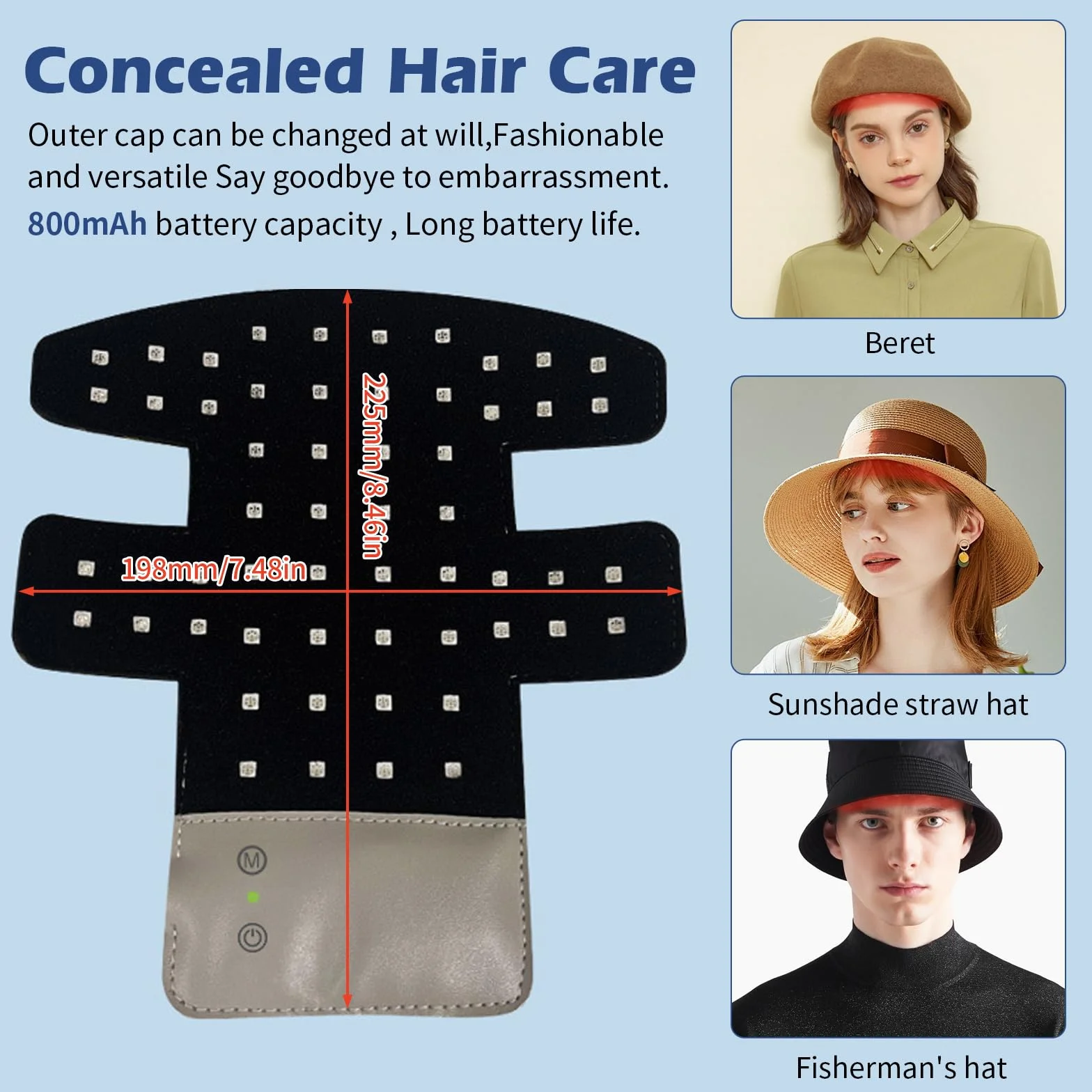 Bonnet de croissance des cheveux LED avec lumière infrarouge, 460 nm, 660 nm et 850 nm,4 Modes, 168 LED,appareil de soins capillaires rechargeable pour homme et femme, croissance des cheveux