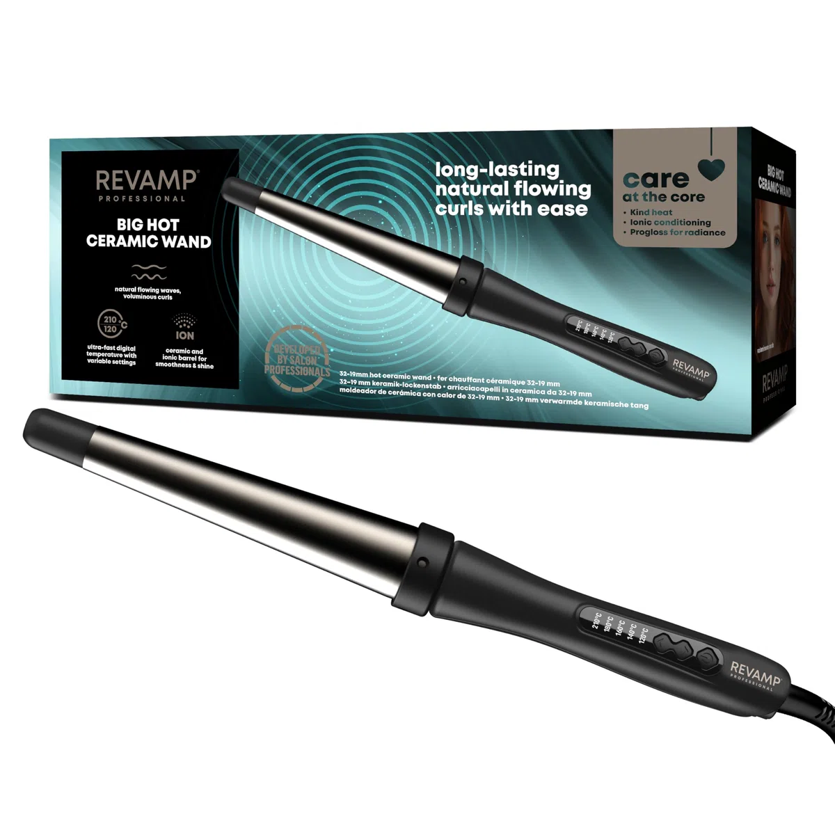 Revamp Progloss Big Hot Wand Fer à Boucler Conique Céramique avec Gant Protecteur de Chaleur