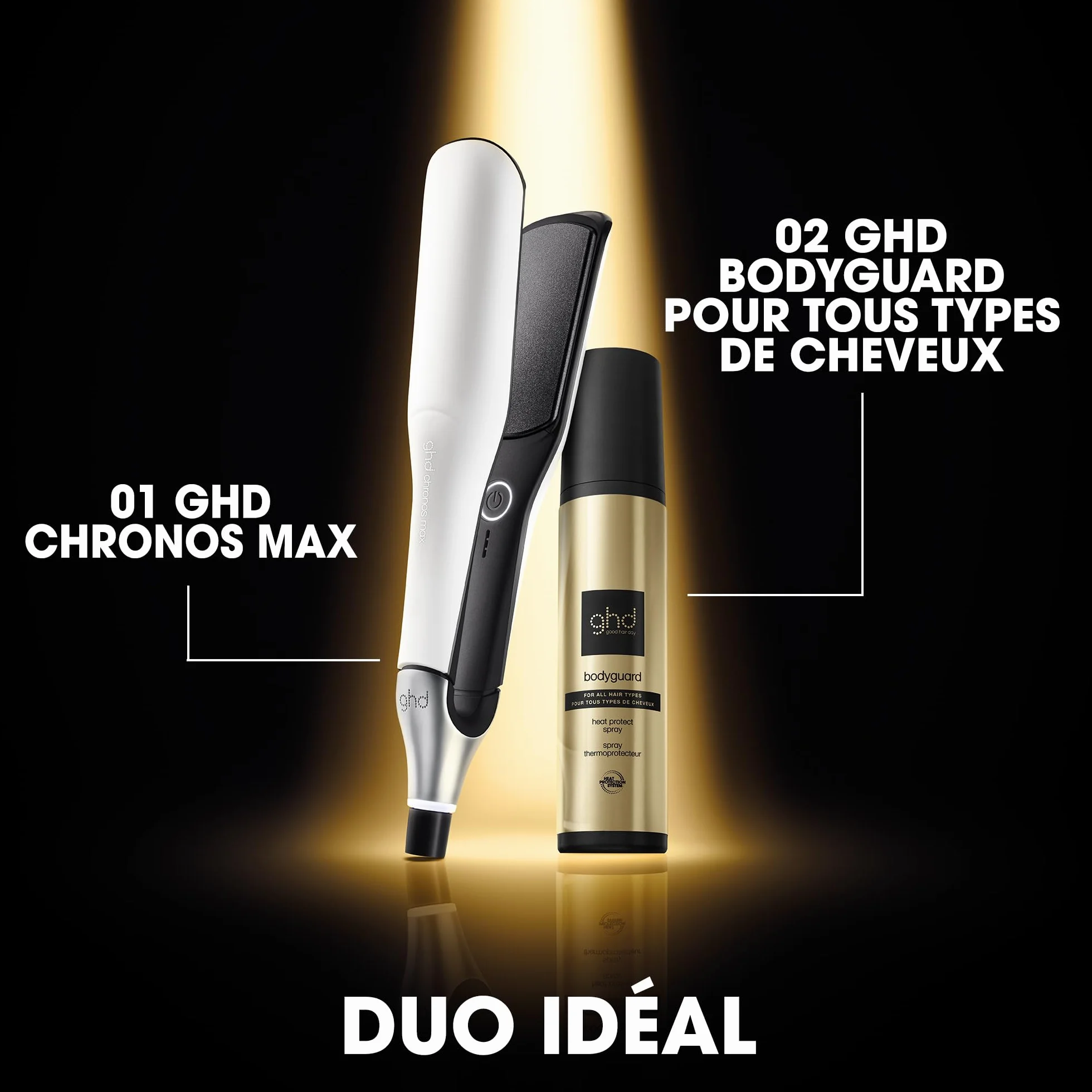 ghd Chronos Max Lisseur cheveux professionnel plaques larges coiffage rapide cheveux longs épais bouclés