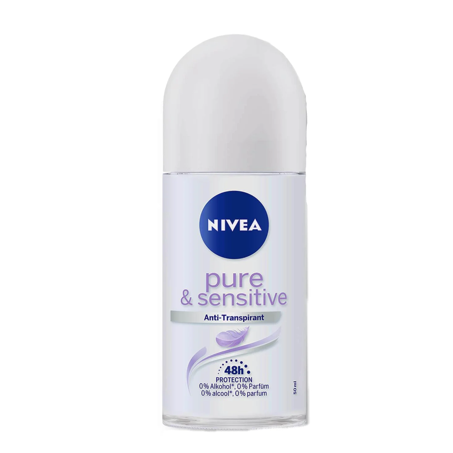 NIVEA Pure & Sensitive Lot de 6 déodorants à bille 50 ml Anti-transpirant à bille Convient aux peaux sensibles Protection 48h