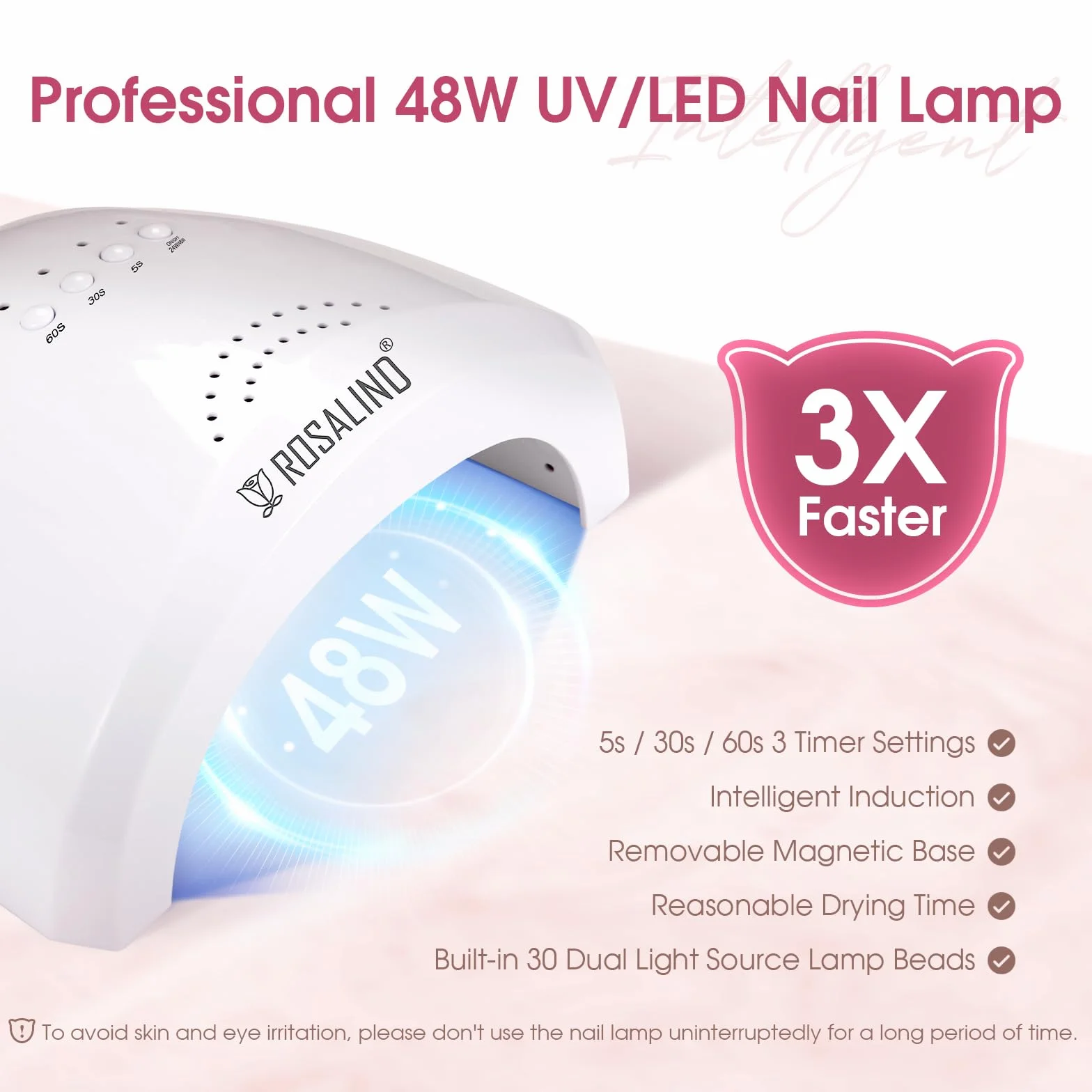 ROSALIND Kit Ongle Gel UV Complet 48W Lampe 20 Couleurs Gel Construction Rose Transparent Base Top Coat