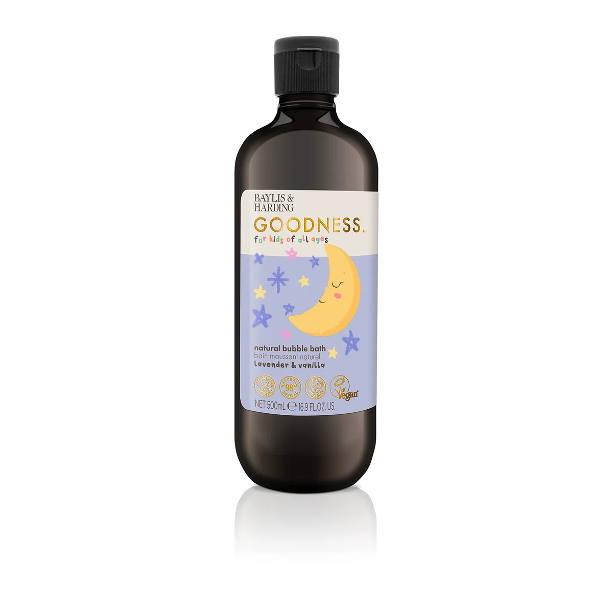 Baylis & Harding Goodness Kids Lot de 3 bains moussants naturels à la lavande et à la vanille, 500 ml, végétalien