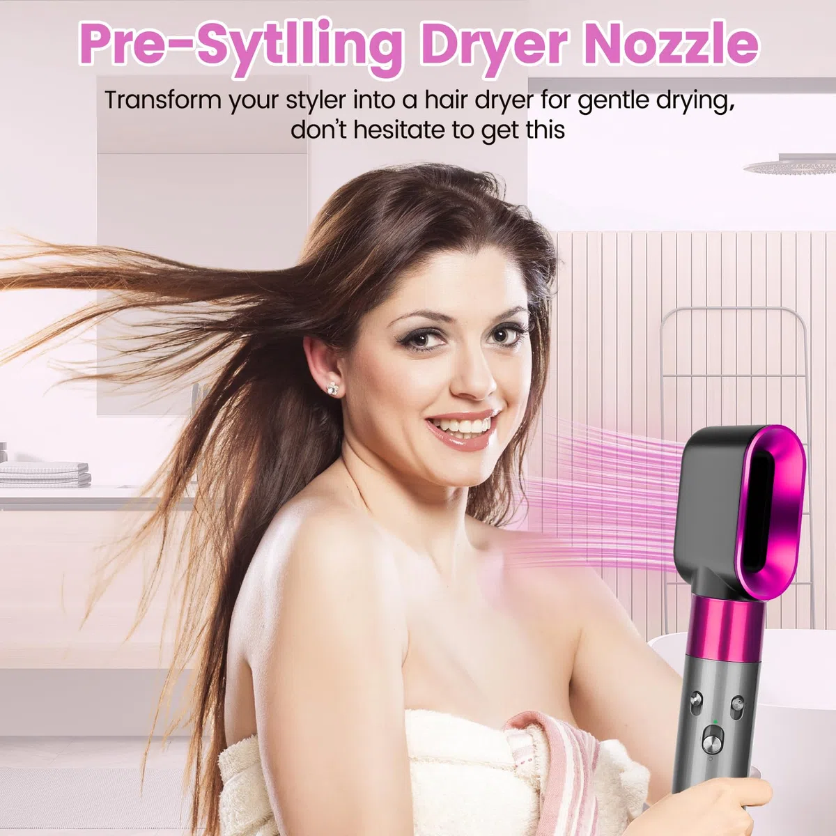 Accessoire de séchage pré-coiffant pour Dyson Airwrap - Pièce de rechange pour buse d'air 969759-01, fuchsia