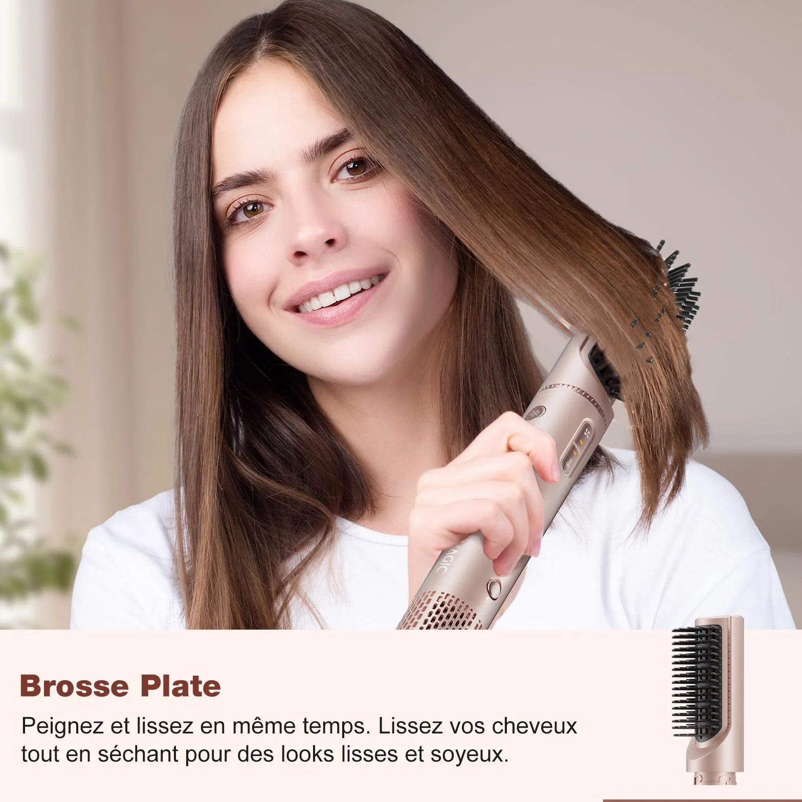 7MAGIC 7 en 1 Air Styler Sèche-cheveux Ionique Brosse Soufflante Lisseur Fer à Friser Automatique Ensemble Coiffure Multifonction avec Boîte Voyage