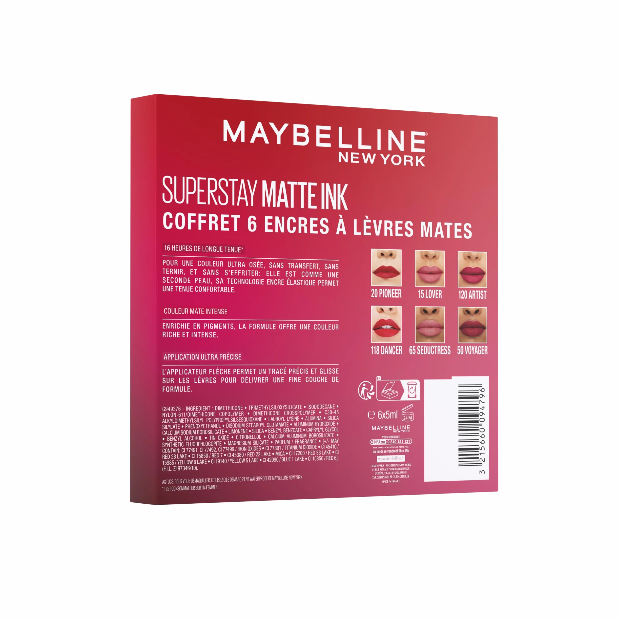 Maybelline New York Superstay Matte Ink 6 Liquides Longue Tenue Teintes Lover Seductress Artist Dancer Pioneer Voyager
