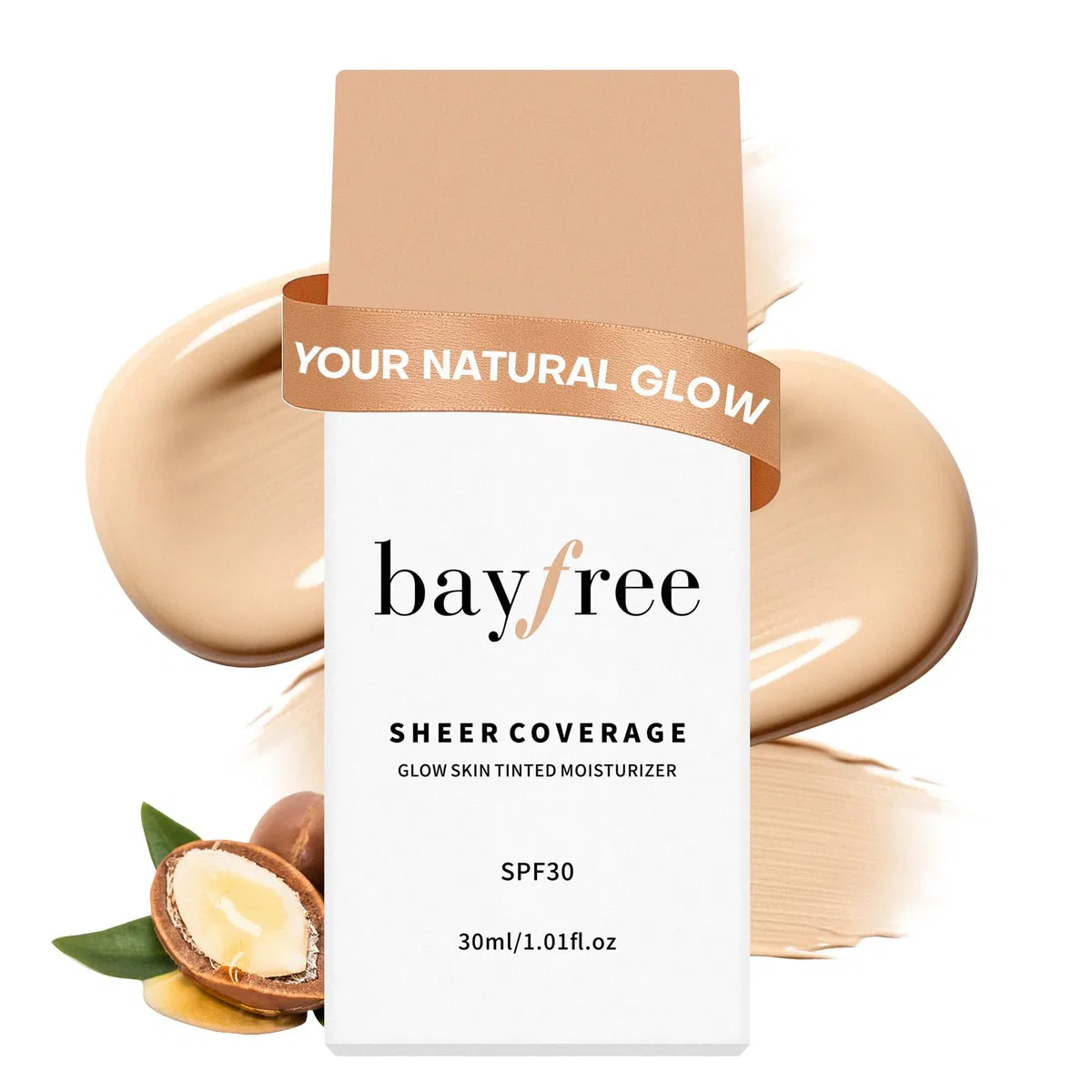 bayfree Glow Skin Tinted Moisturizer, Skin Tint Hydratante Teintée Légère Longue Tenue, Fini Transparent et Aérien, Alliant Maquillage et Soins de la Peau, Naturel et Modulable