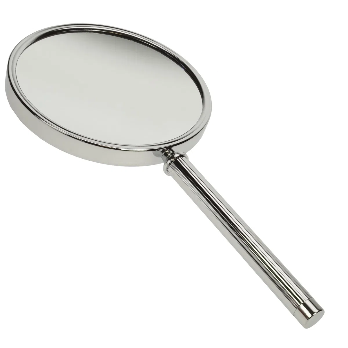 Fantasia Miroir à Main Double Face Normal et Grossissement x 10 - Diamètre 13 cm - Longueur 28,5 cm - Argenté/Chromé