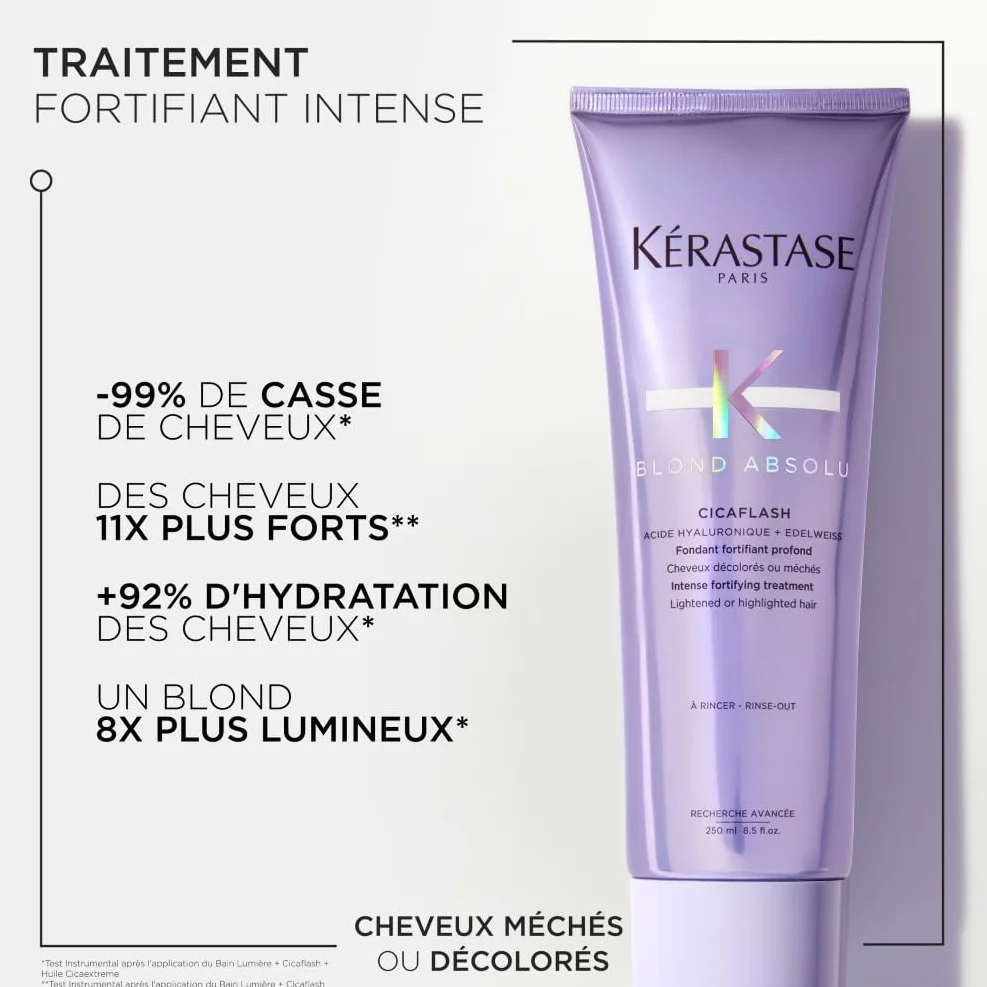 KERASTASE Blond Absolu Fondant Fortifiant Profond Cicaflash Après-Shampoing Réparateur Anti-Casse Cheveux Blonds Décolorés Méchés 250 ml