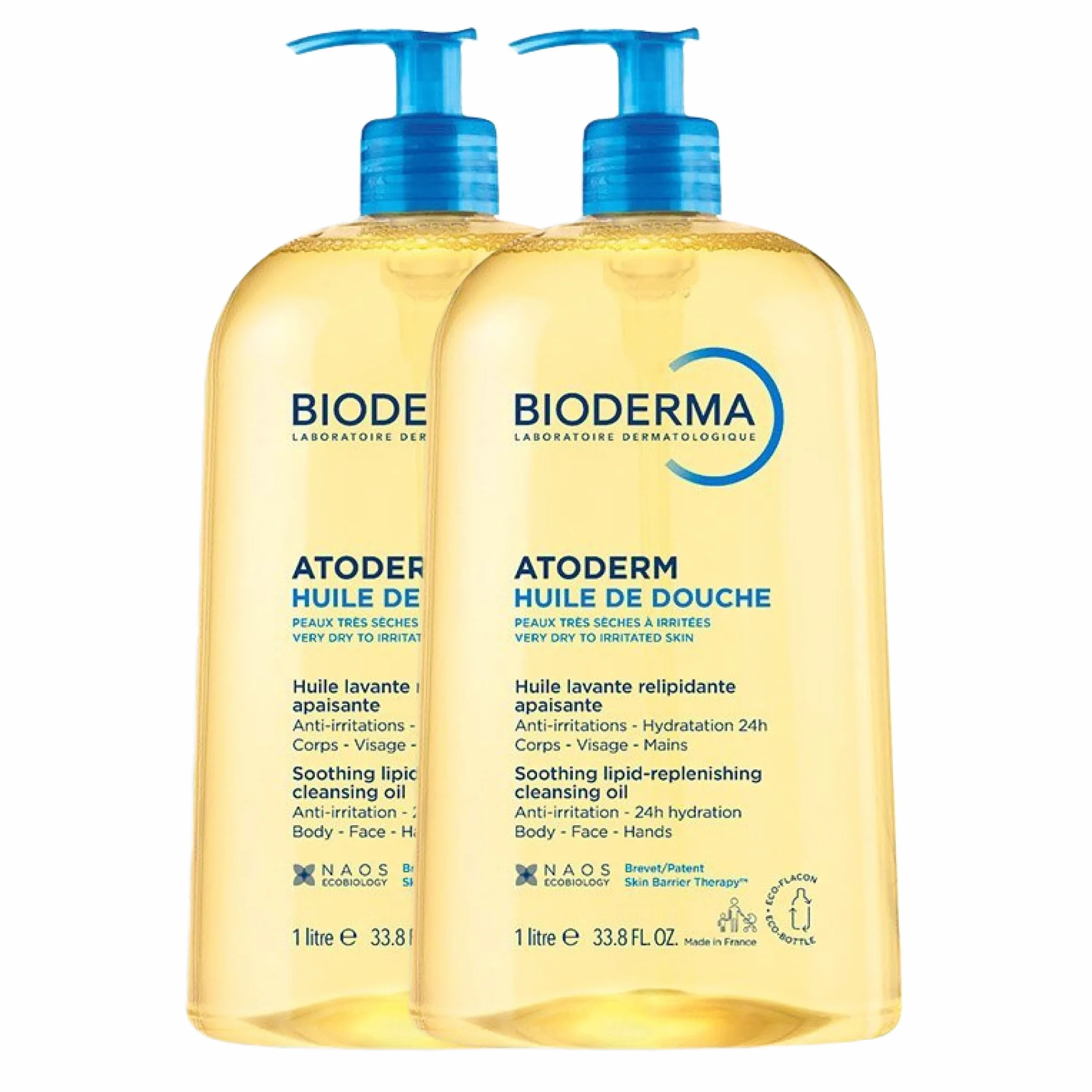 Atoderm Huile Lavante 2x1L Hydratation Confort Nourrit Nettoie Relipide Apaise Irritations