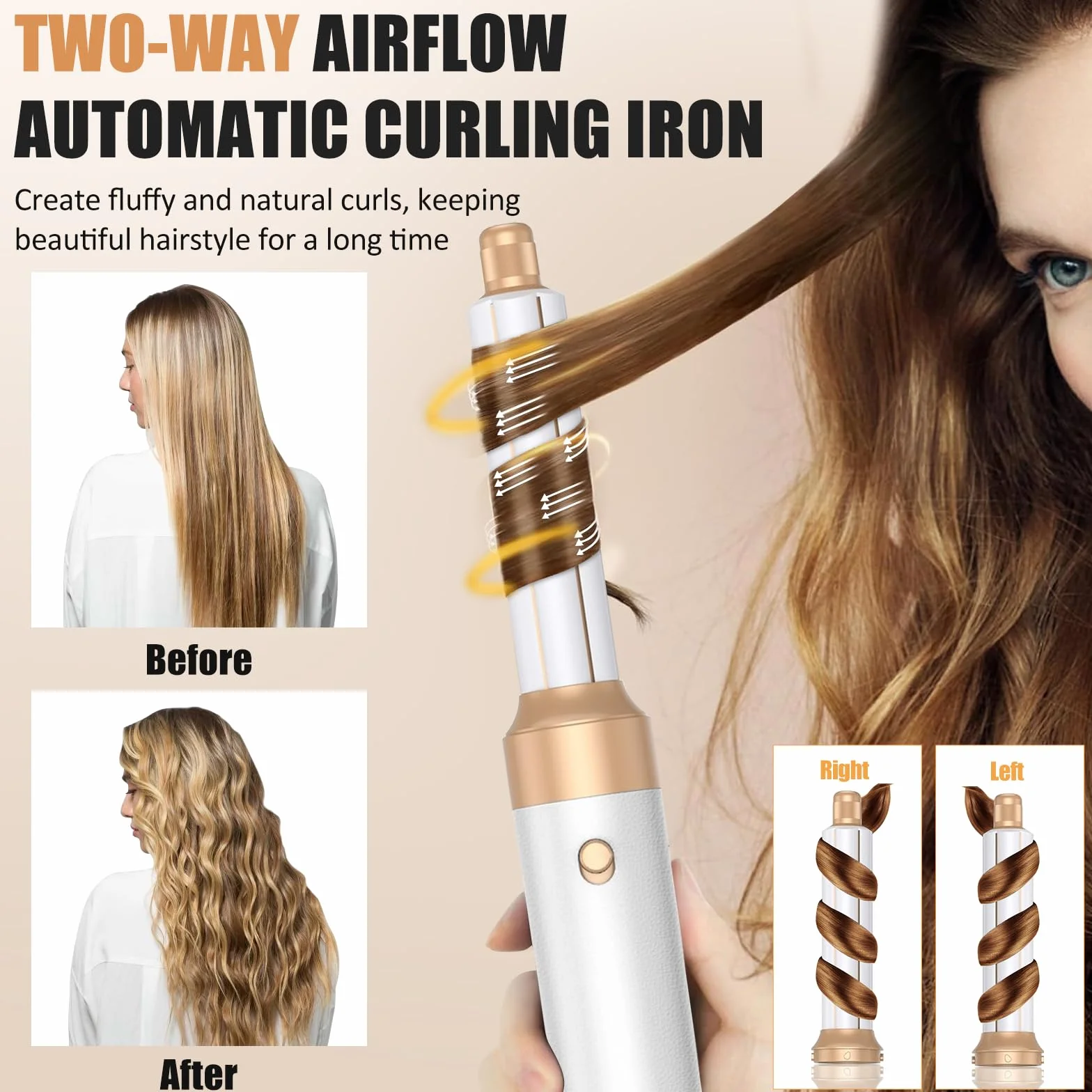 Brosse Soufflante 7 en 1, Air Styler avec Soufflantes, Diffuseur, Buse de Coiffage, Sèche-Cheveux à Ions Négatifs Haute Vitesse, Boucleur a Air, Hair Styler Set pour Sécher Boucler Lisser