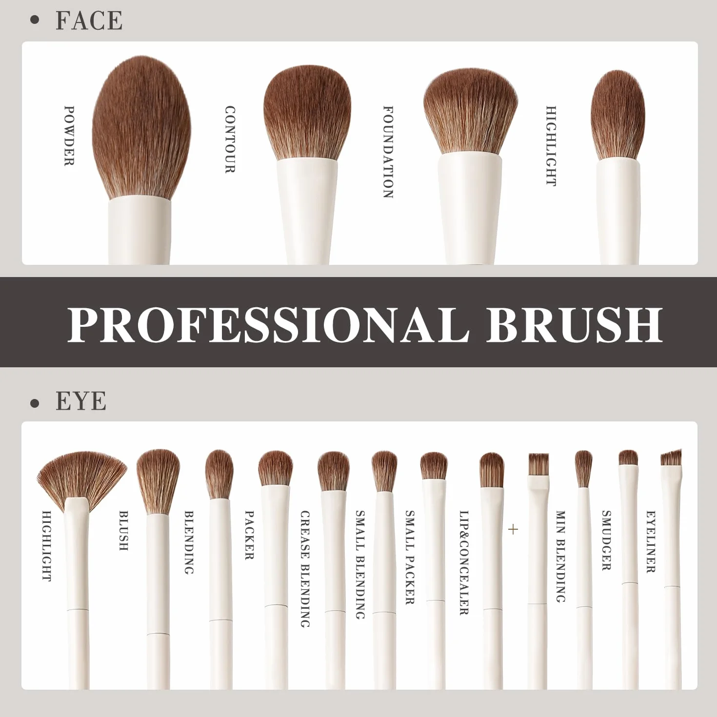 BEILI Pinceaux de Maquillage 15 PCS Set Professionnel Vegan Fond de Teint Fard à Paupières Correcteur Eyeliner