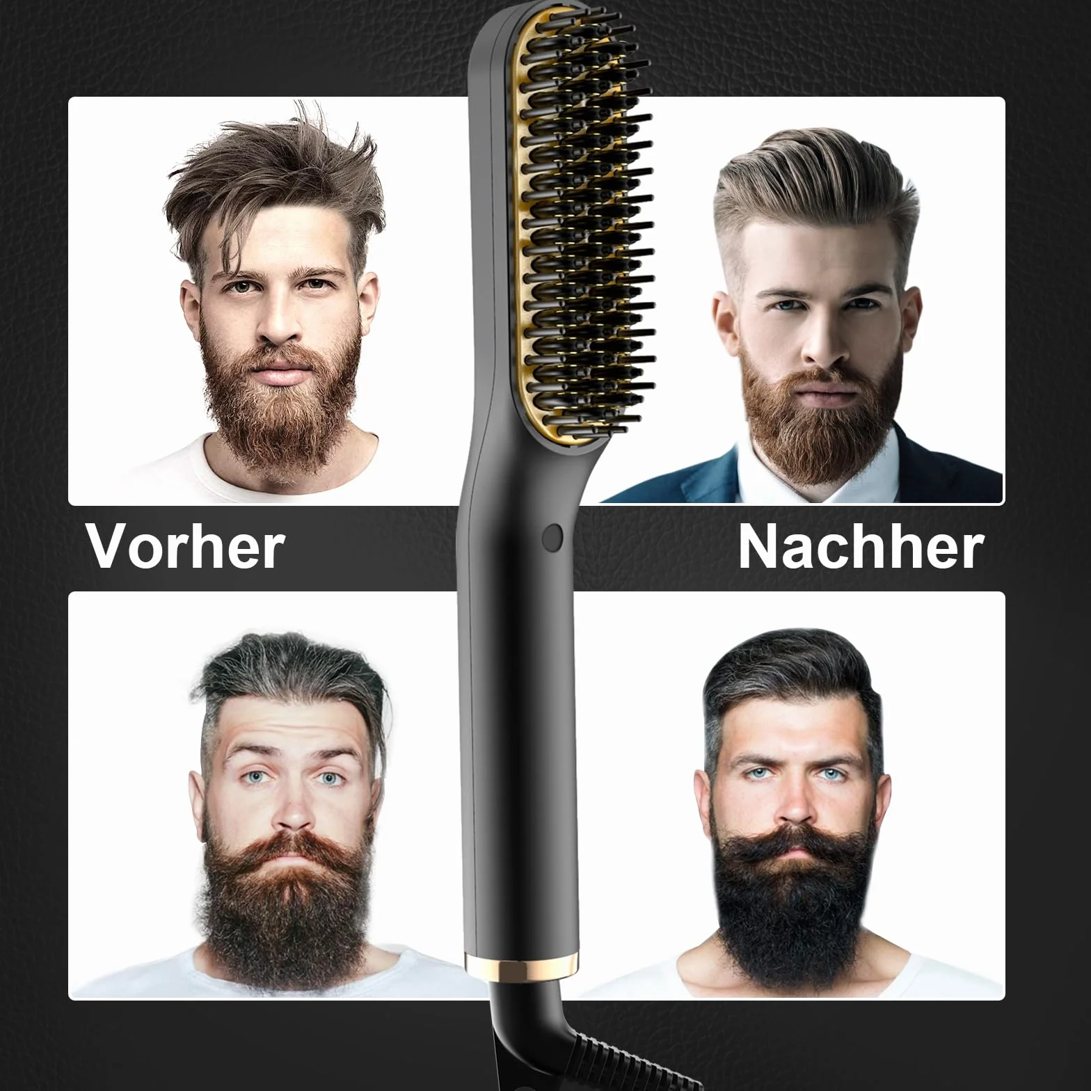 ANLAN Lisseur Barbe 2 en 1 Brosse Lissante Cheveux Professionnel Température Réglable 120°C-200°C Chauffage Rapide 30 Secondes