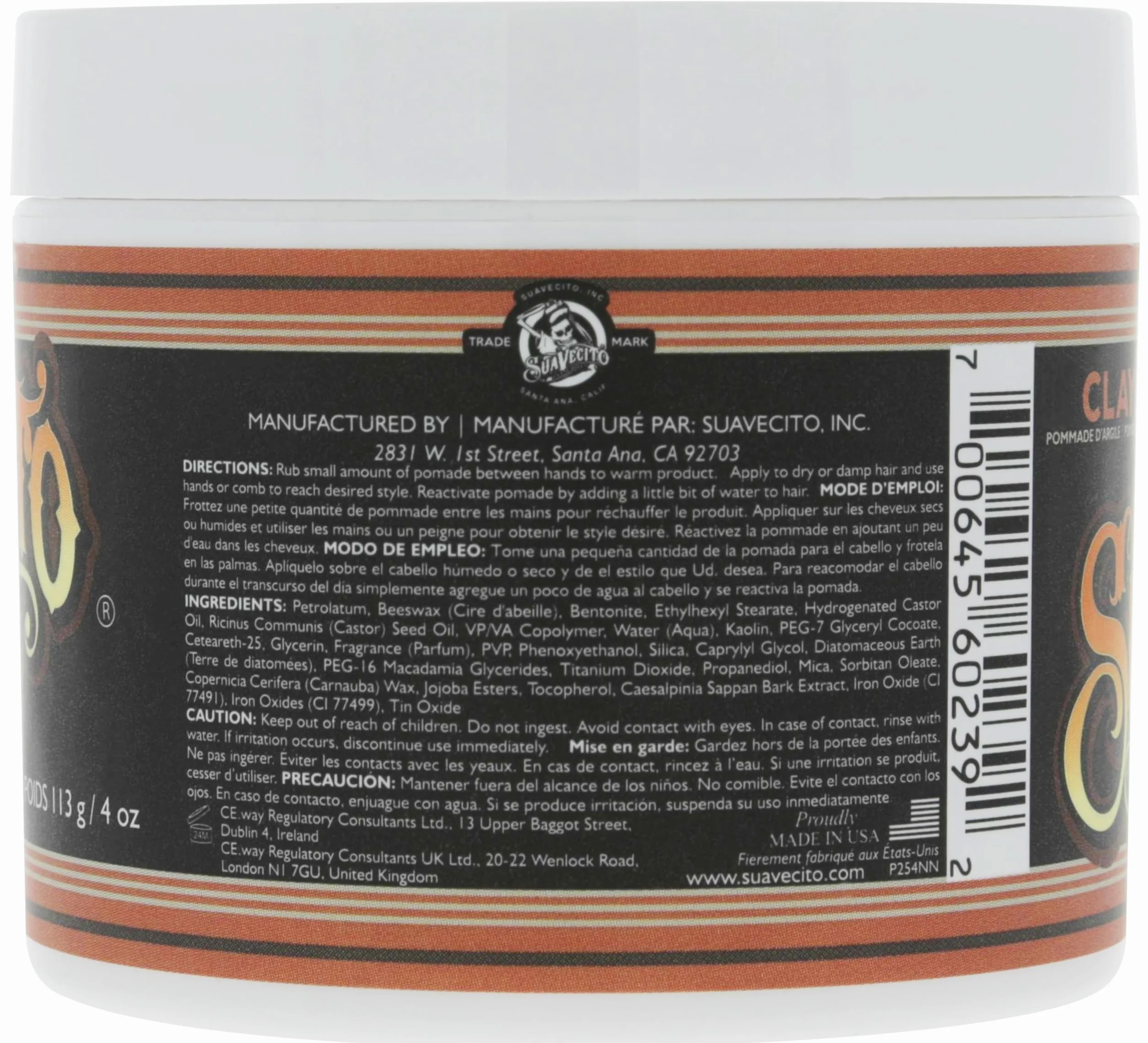Suavecito Firme Clay Pomade For Unisex 4 oz Pomade