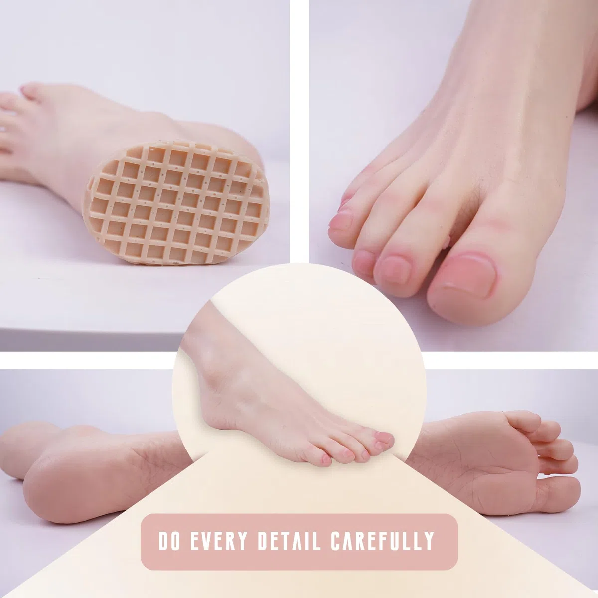 Pieds en silicone réalistes, 1:1 Mannequin de pied en silicone pour femme pour affichage de bijoux, sandales, chaussures et chaussettes, peinture, modèles de pieds réalistes pour la pratique