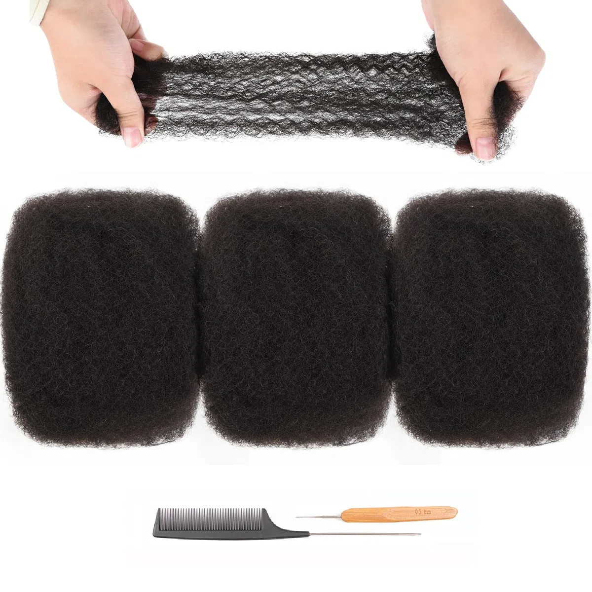 Originea Afro Kinky Bulk Human Hair 20cm 3 Packs Cheveux Naturel Humains Noir