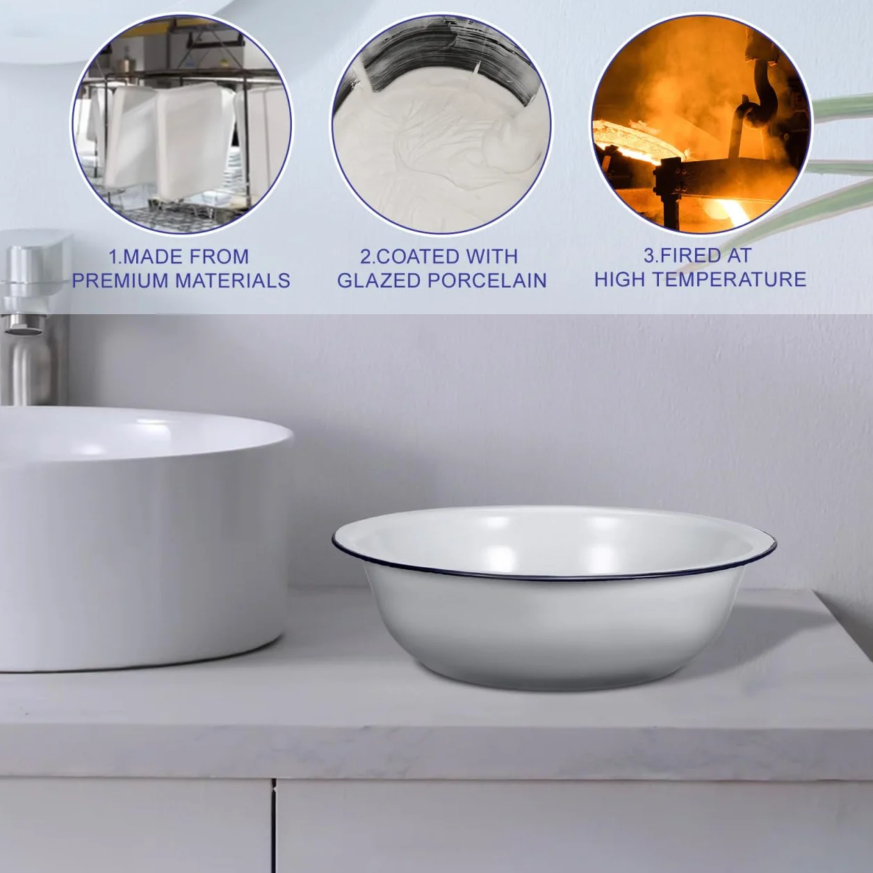 Bassine Bain Pied Émaillée Rétro Vintage pour Massage et Pédicure