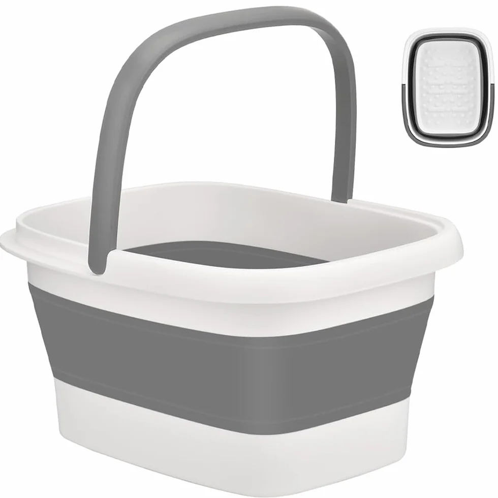 Bain de pieds pliable avec massage 15 L seau de bain pour soulager le stress fatigue