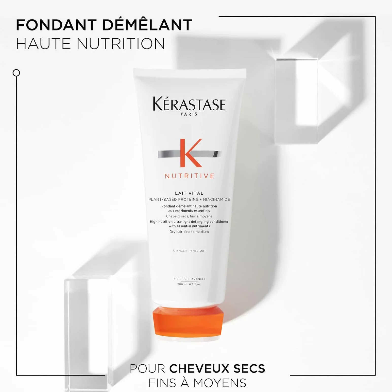 KÉRASTASE Nutritive Lait Vital Après-Shampoing Démêlant 200 ml Niacinamide Protéines Végétales Cheveux Secs Fins Hydratation 72h