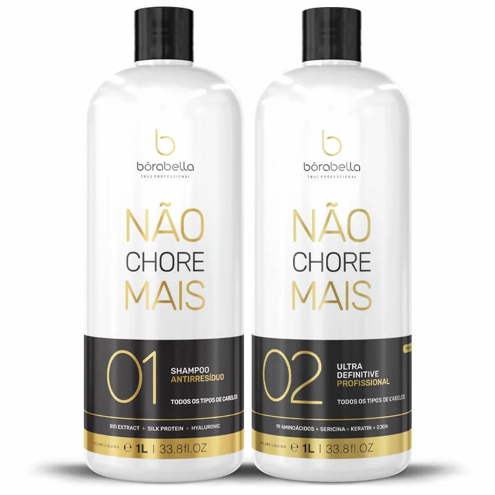 Borabella Não Chore Mais Coffret de soins capillaires professionnels lissage sans formaldéhyde 2 x 1000 ml