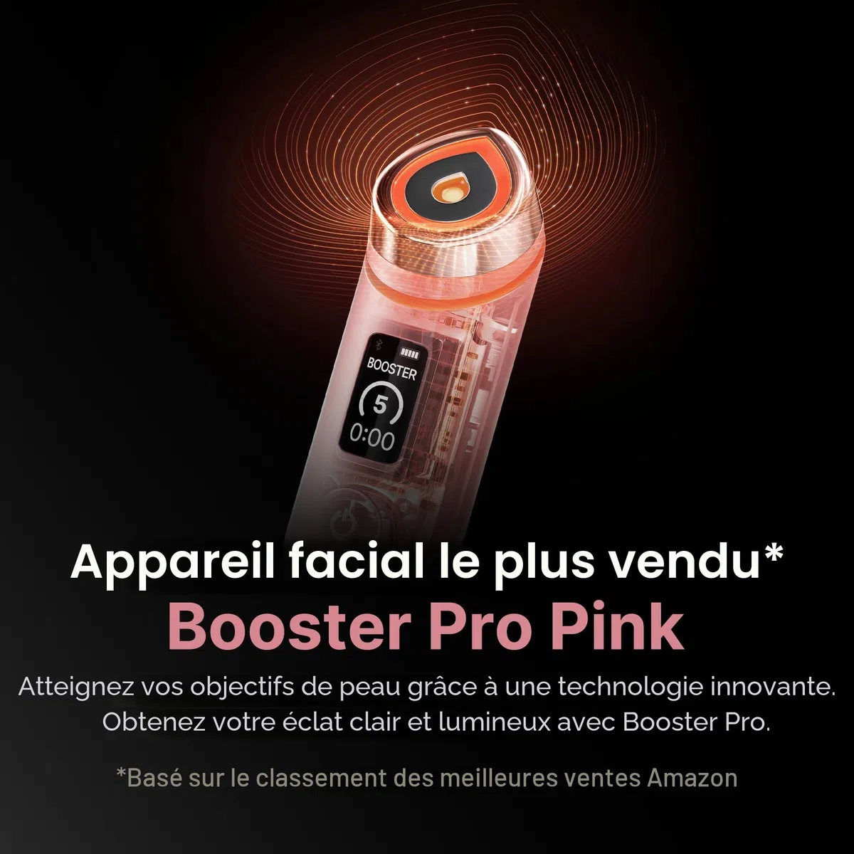 medicube Age-R Booster Pro | 6-in-1 Real Glass Glow Beauty Massager | Looking Glass Skin | Korean Skin Care, Pink