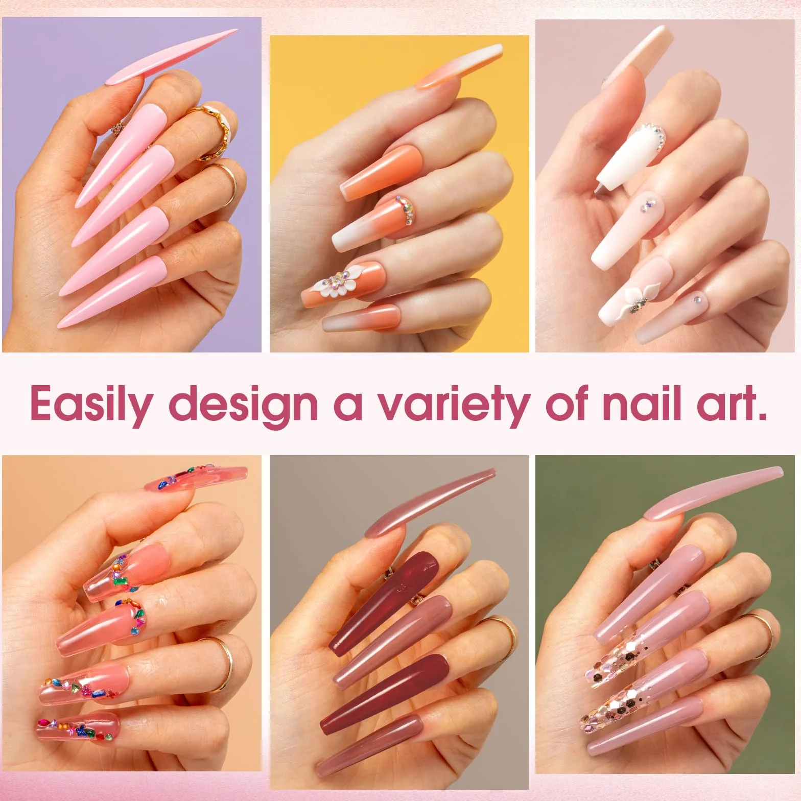 ROSALIND Kit Ongle Gel UV Complet 48W Lampe 20 Couleurs Gel Construction Rose Transparent Base Top Coat