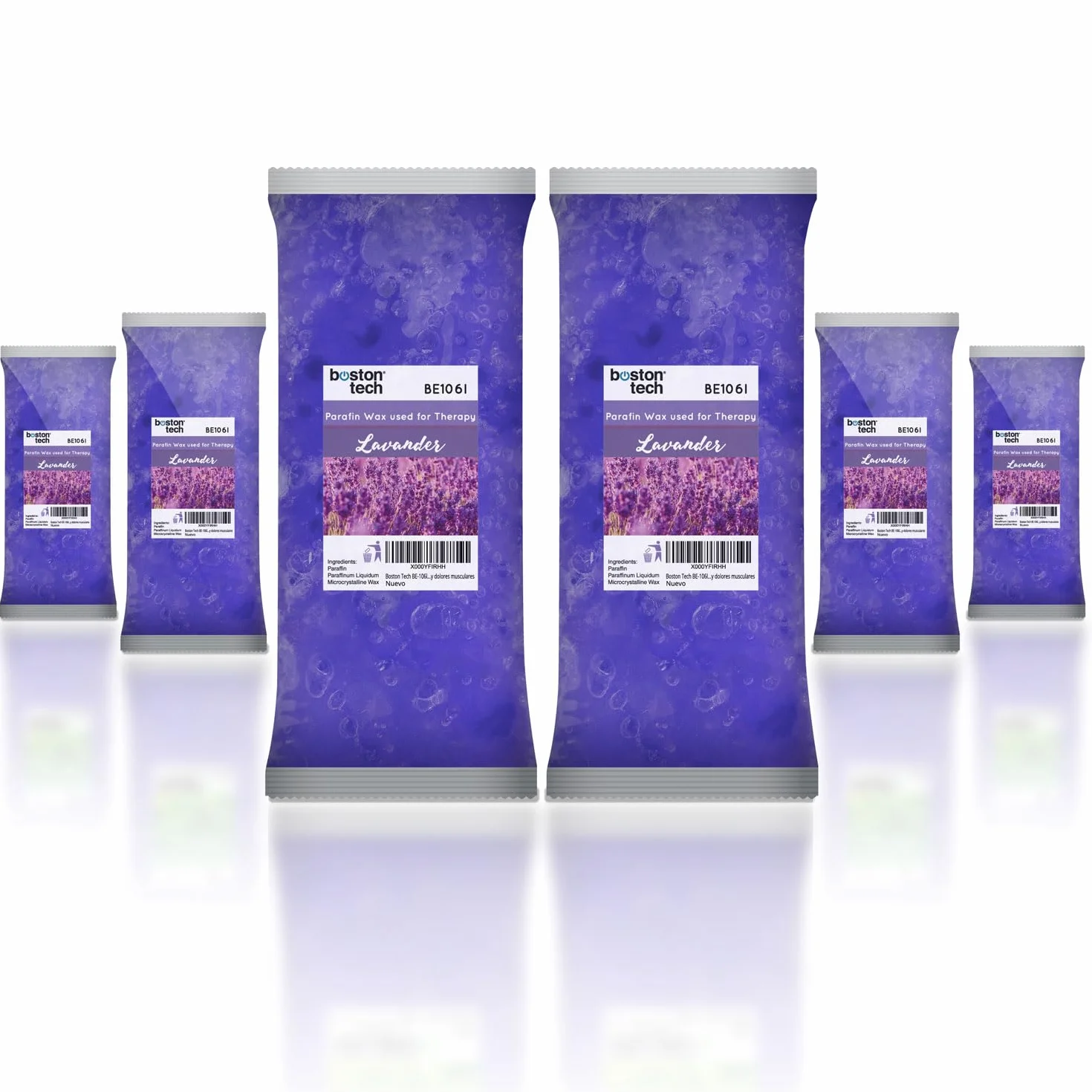 Cire de Paraffine pour Mains et Pieds Boston Tech Rééducation antioxydante + Traitement de l’arthrite + Nourrit + Esthétique | Idéale pour Tout Bain de Paraffine | 6 Blocs de 450 g (Lavande)