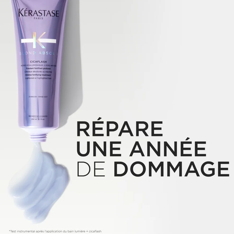 KERASTASE Blond Absolu Fondant Fortifiant Profond Cicaflash Après-Shampoing Réparateur Anti-Casse Cheveux Blonds Décolorés Méchés 250 ml