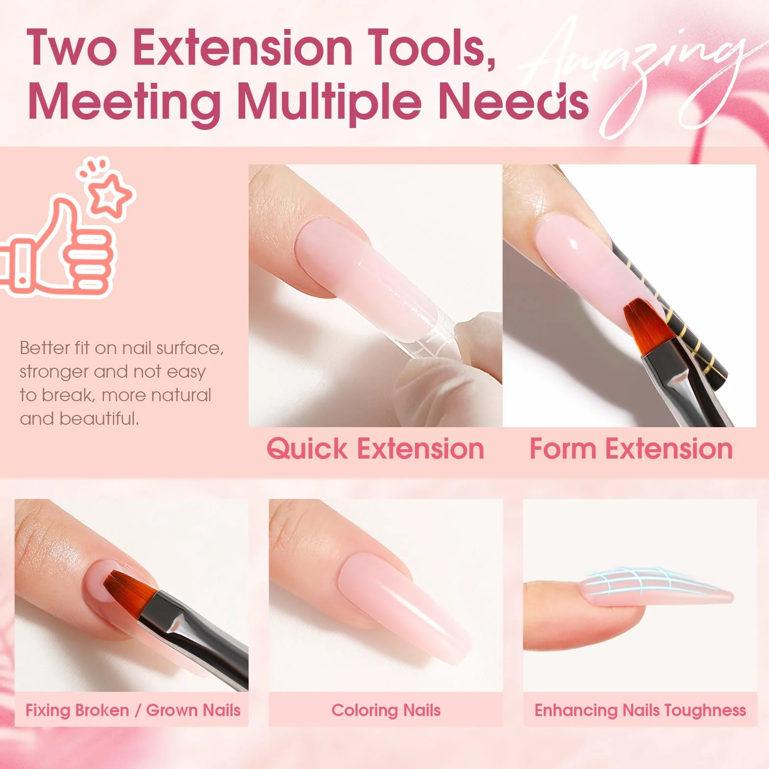 ROSALIND Kit Ongle Gel UV Complet 48W Lampe 20 Couleurs Gel Construction Rose Transparent Base Top Coat