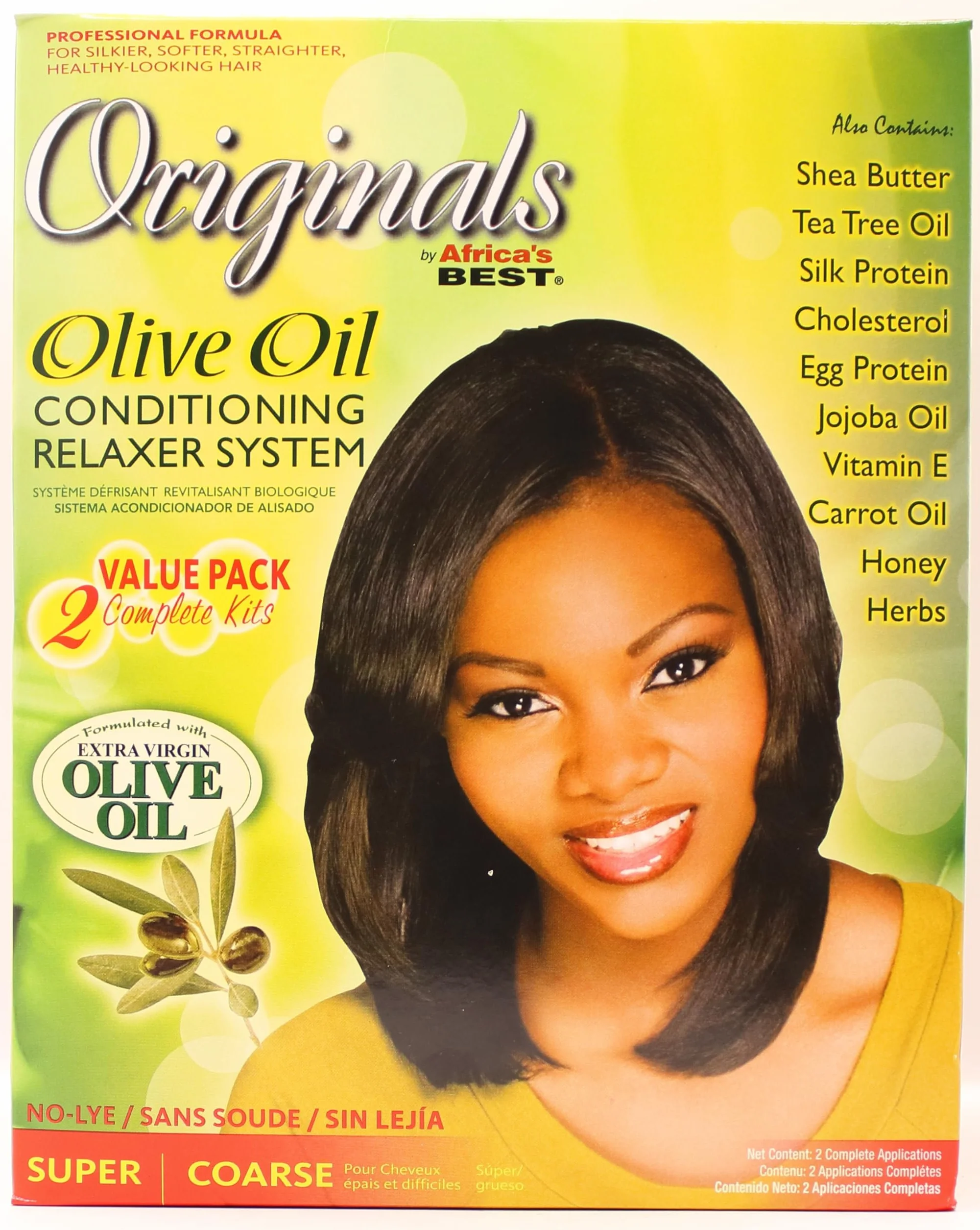 Africa's Best Organics Olive Oil Crème Relaxante Lissante 2 x Complete Kits SUPER COARSE