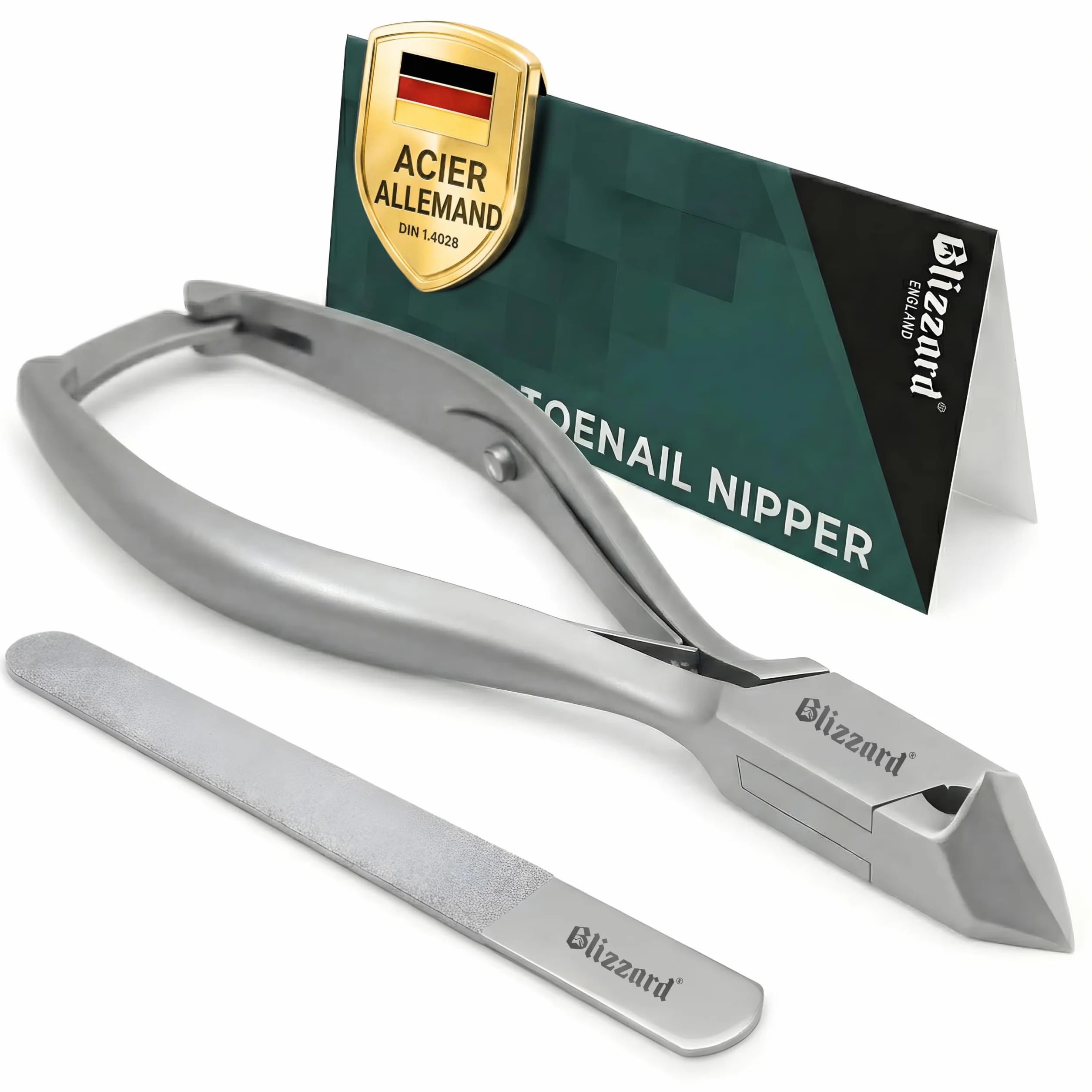 Blizzard Pince à Ongles Professionnelle Acier Inox 14.5cm Mors Obliques - Coupe-Ongles Pieds Épais et Incarnés