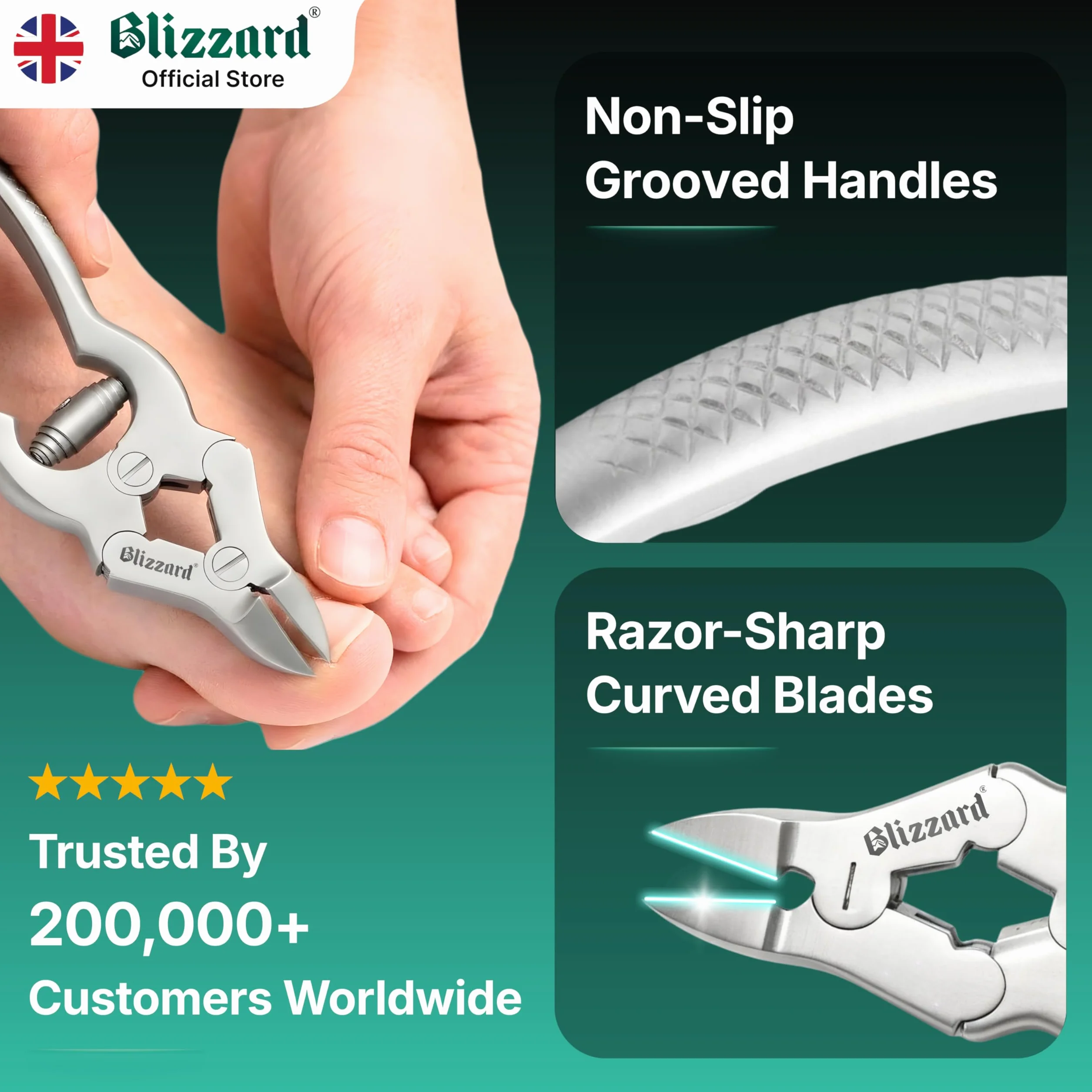 Blizzard Coupe-Ongles Professionnel Acier Inox 15cm pour Ongles Épais et Incarnés