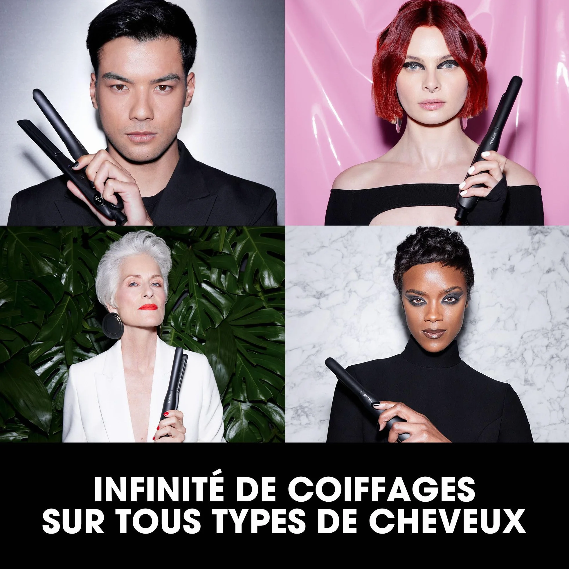 ghd Lisseur cheveux mini Fer à lisser professionnel Noir Plaques 40% plus fines Cheveux 50% plus brillants
