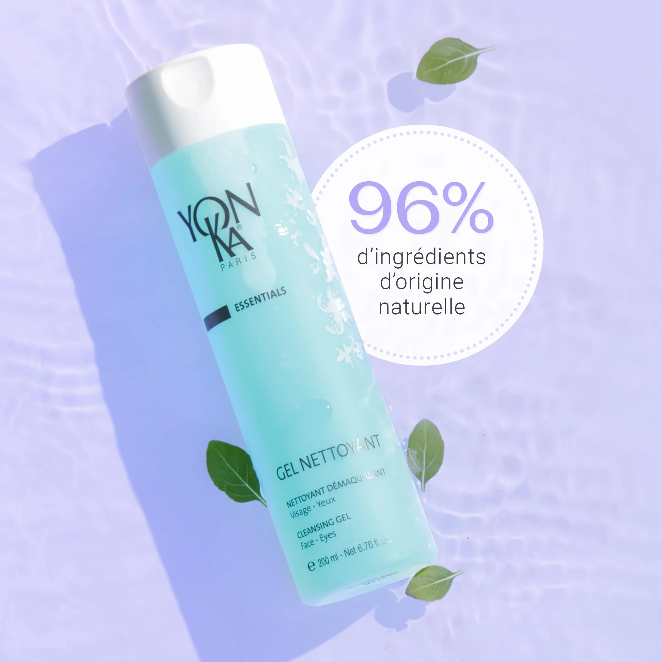 Yonka Gel Nettoyant Moussant 200ml Démaquillant Visage Yeux Lèvres Peaux Mixtes à Grasses