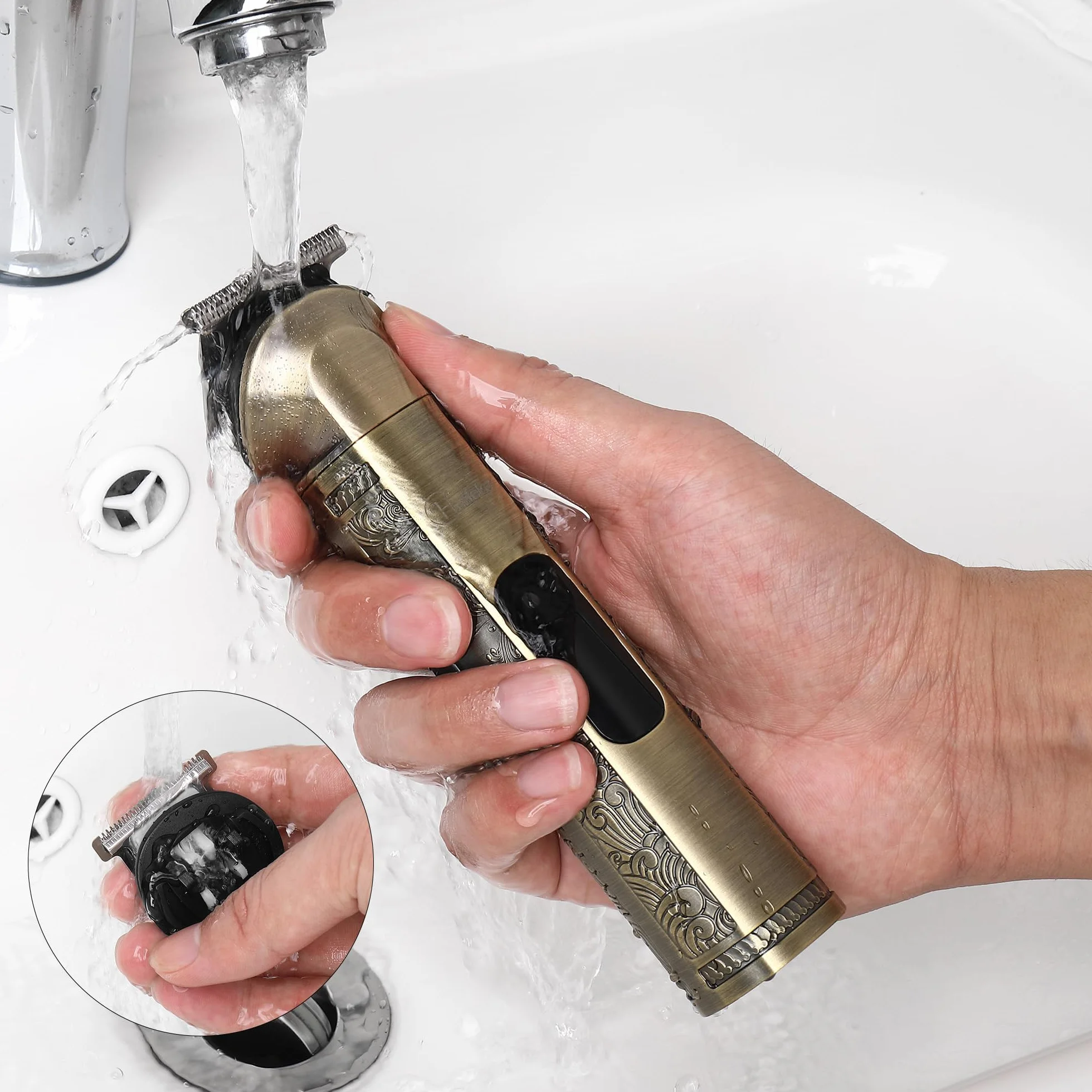 Hatteker Tondeuse Barbe Homme Professionnelle 8 en 1 Lame en T Coupe Cheveux Chauve Rasoir électrique