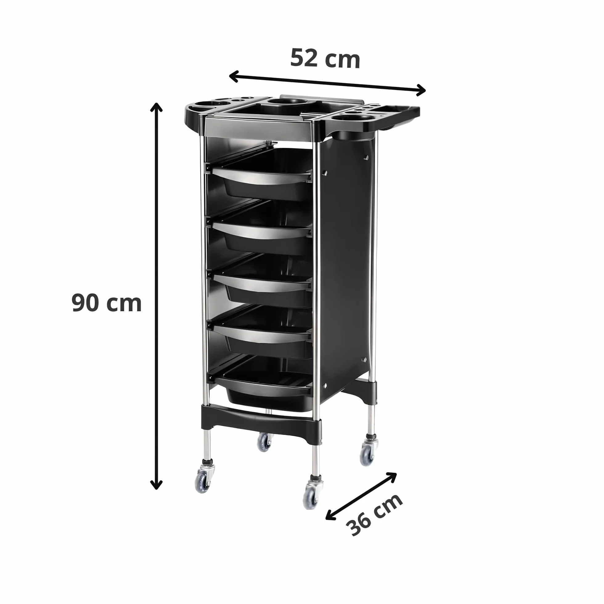 Altéax Chariot Coiffure Professionnel avec 6 Niveaux et 5 Tiroirs Amovibles – Chariot Esthéticienne – Tablette Coiffure a Roulette – 1 Pièce Accessoires Non Inclus – pour Salon de Coiffure et Barbier