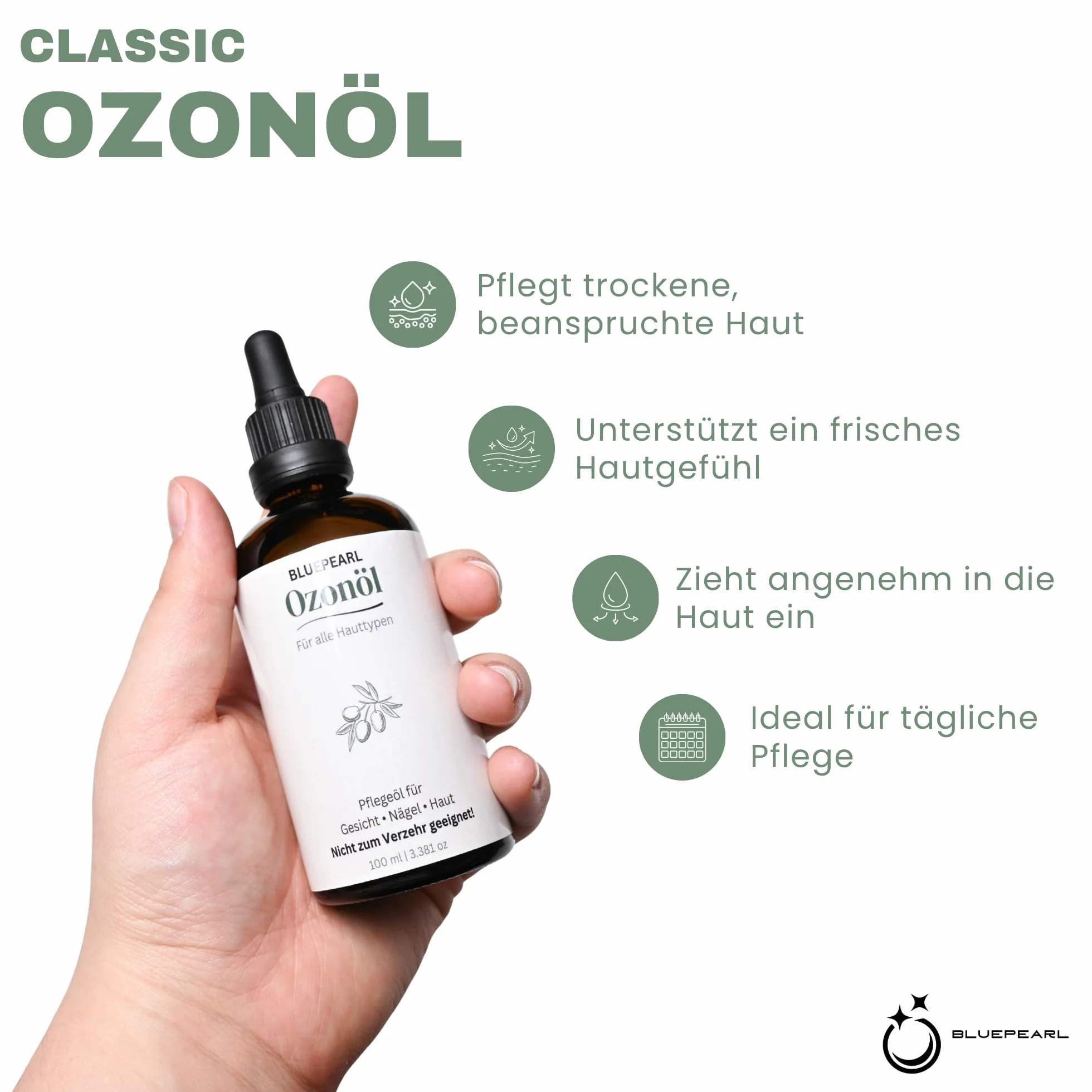 Huile d'ozone 100 ml – Huile d'olive naturelle avec ozone contre l'acné et les imperfections