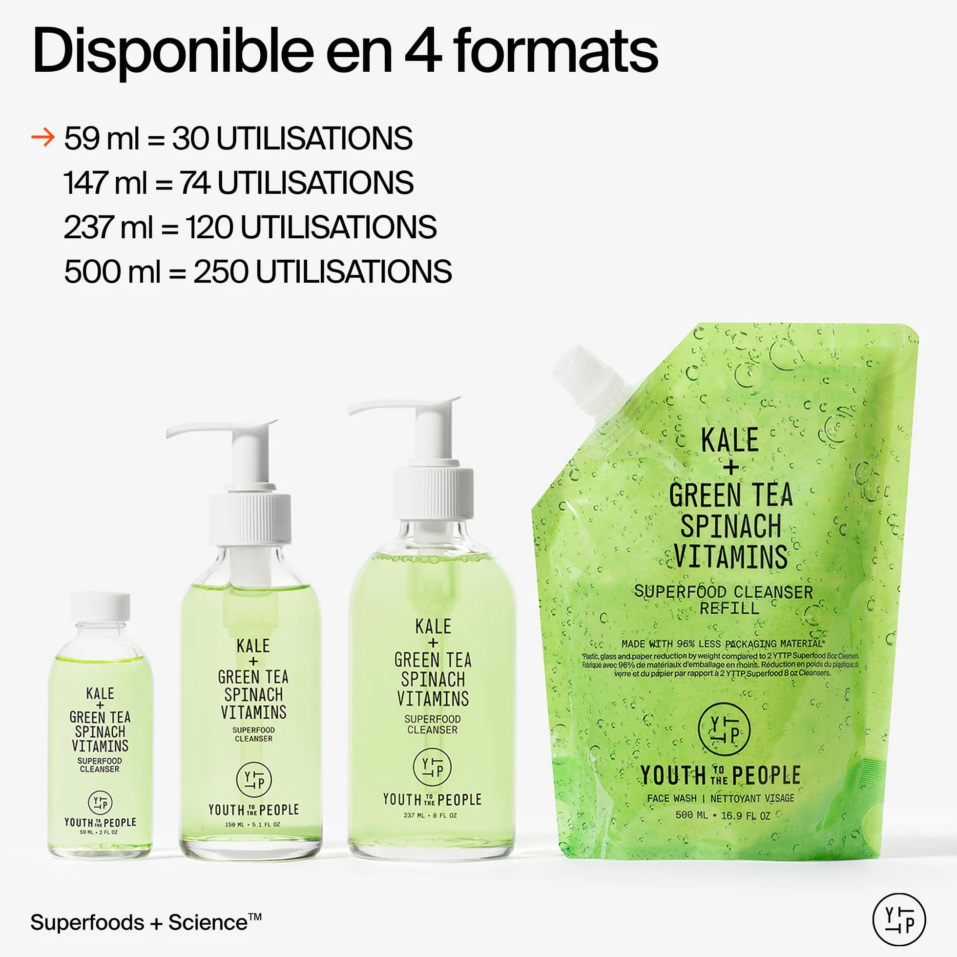 Youth To The People Superfood Cleanser, Nettoyant Visage Enrichi en Chou Kale, Thé Vert & Épinards, pH Équilibré