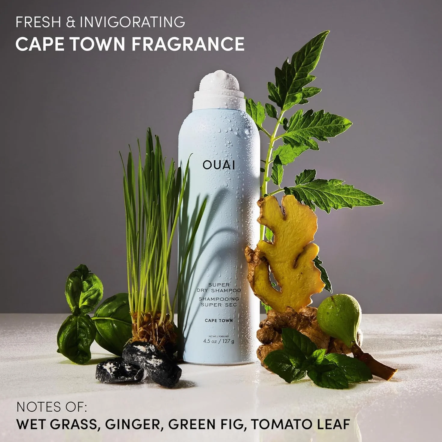 OUAI Super Dry Shampoo - Shampooing sec volumisant - Absorbe le sébum, la saleté & la transpiration - Se fond dans les cheveux sans laisser de résidus - Parfum longue tenue - Cape Town (127g)
