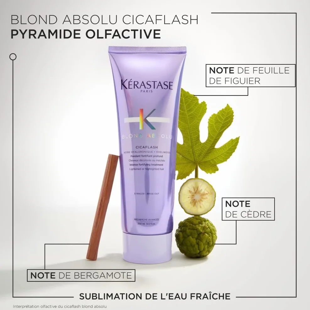 KERASTASE Blond Absolu Fondant Fortifiant Profond Cicaflash Après-Shampoing Réparateur Anti-Casse Cheveux Blonds Décolorés Méchés 250 ml
